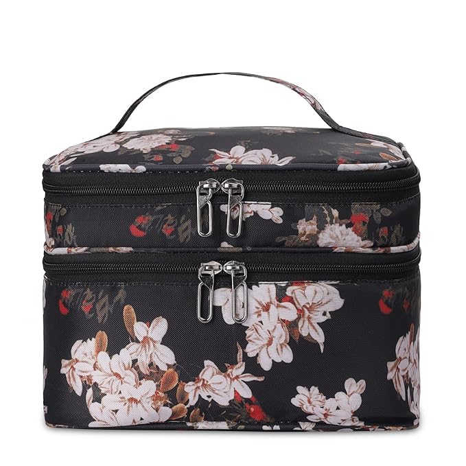Waterproof Extra Large Cosmetic Bag for Women - Polyester Makeup Organizer Pouch, Travel Toiletry Bag (Midnight) | Perfect for Travel, Gym & Daily Makeup Storage