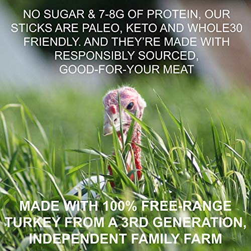 Savory Turkey Jerky Snacks - No Sugar, Low Carb, Keto & Paleo Friendly - Free-Range from 3rd Generation Family Farm - Gluten Free Protein Snack (24 Count) - Perfect for Hiking, Camping & On-the-Go Nutrition