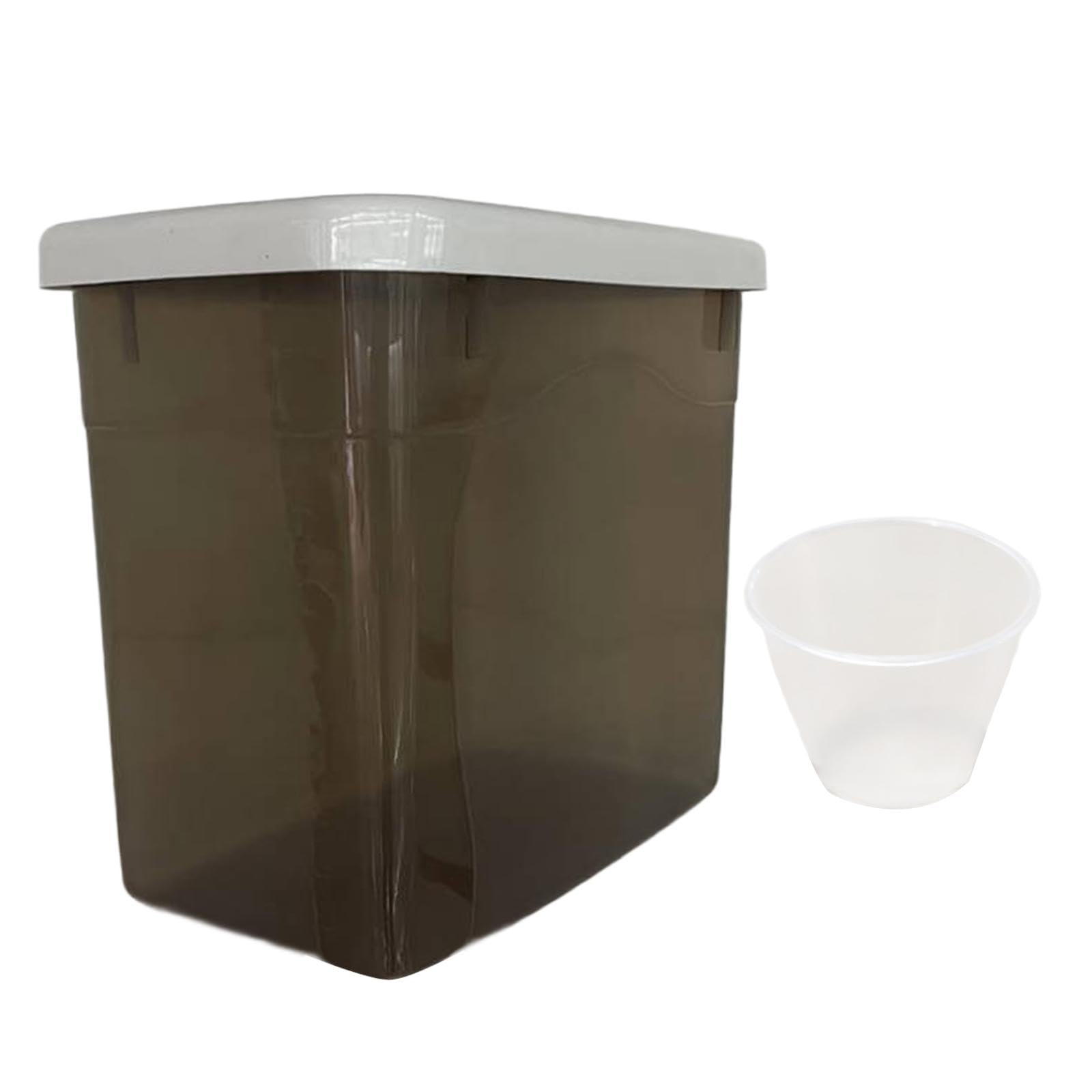 10kg Airtight Grain Storage Container for Rice, Sugar, Flour & Pet Food - Space Saving Kitchen Organizer (34x21x25cm, Gray) - Perfect for Pantry, Camping & Bulk Food Storage