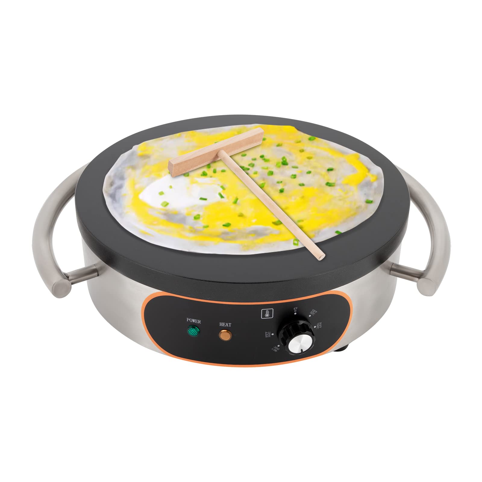Commercial Crepe Maker Machine - 16 Inch Non-Stick Electric Crepe Griddle with Adjustable Temperature Control, 1500W Power & Thickened Cast Iron Cooking Plate - Perfect for Pancakes, Crepes, Tortillas in Restaurants, Cafes and Home Breakfast Cooking