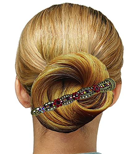 3 Pack JCGY Alligator Hair Clips with U-Shaped Underclip for Thin Hair - Bridal Duckbill Hair Clips with Strong Hold (Blue, Red, Crystal) - Perfect for Weddings, Prom, and Everyday Styling