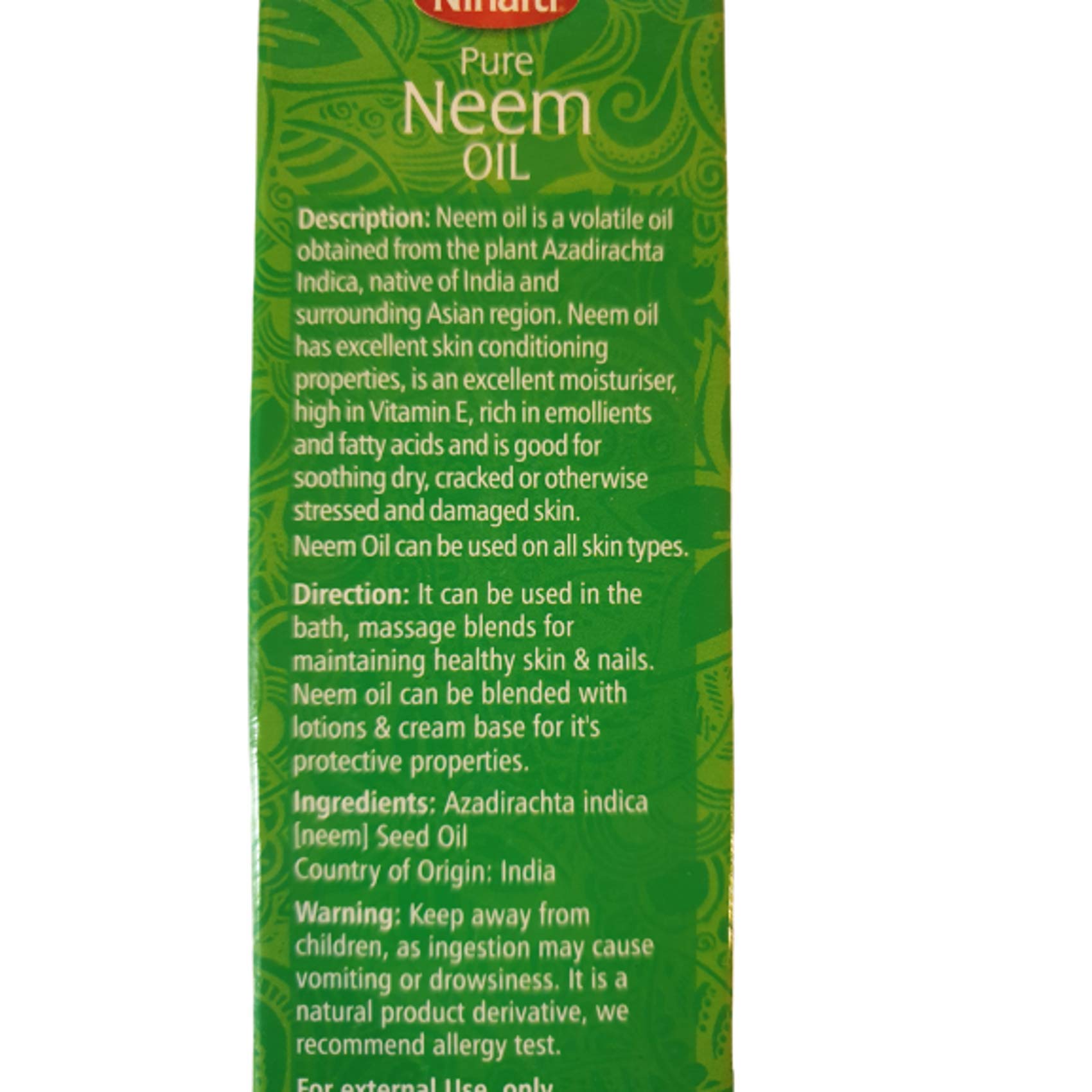 Niharti 100% Pure Neem Oil - 100ml Organic Cold Pressed for Skin, Hair & Plants | Natural Pest Control & Skin Care Solution for Home Gardening & Beauty