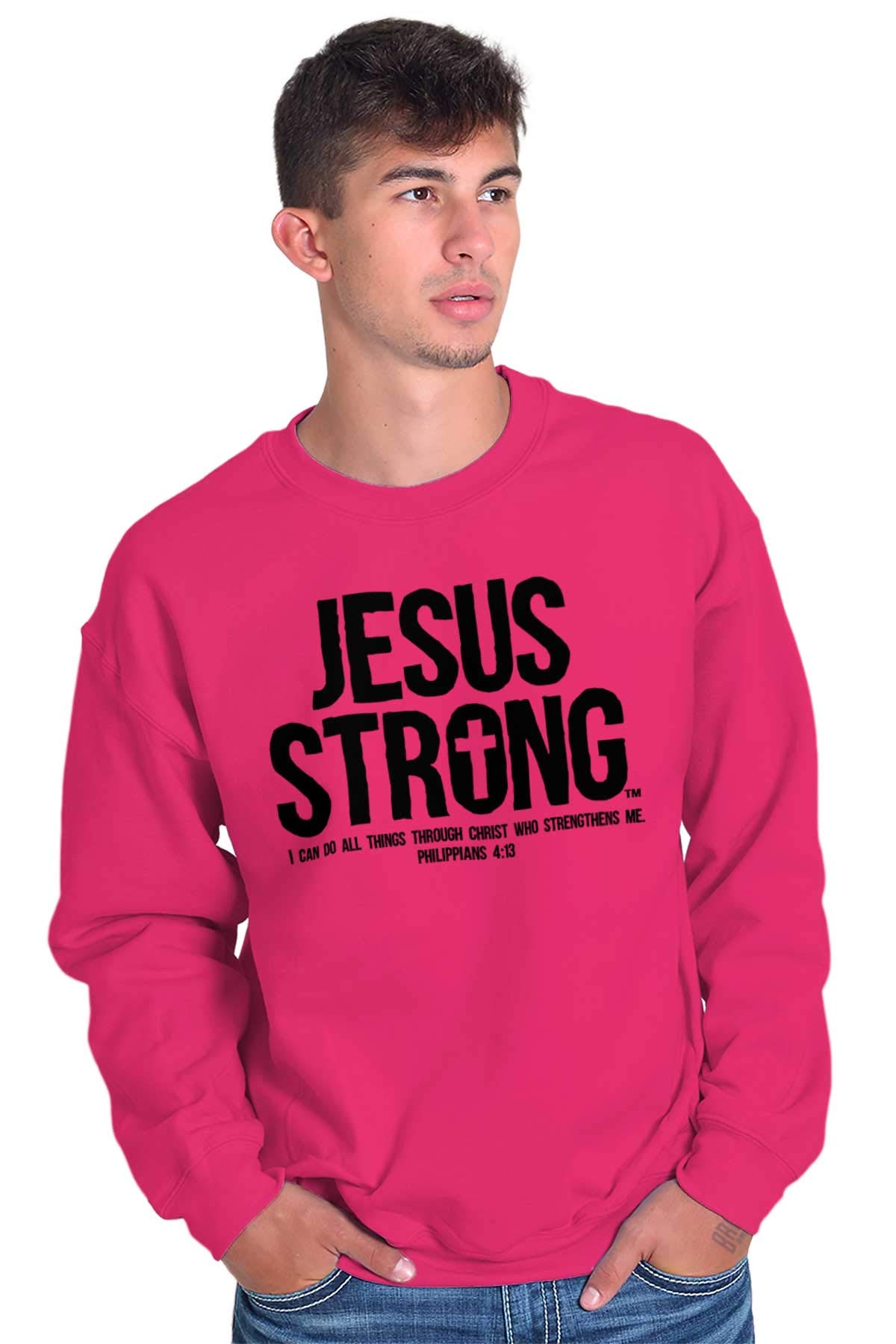 Jesus Strong Philippians 4:13 Christian Bible Verse Sweatshirt for Men & Women - Comfortable Faith Apparel for Church, Bible Study & Daily Inspiration