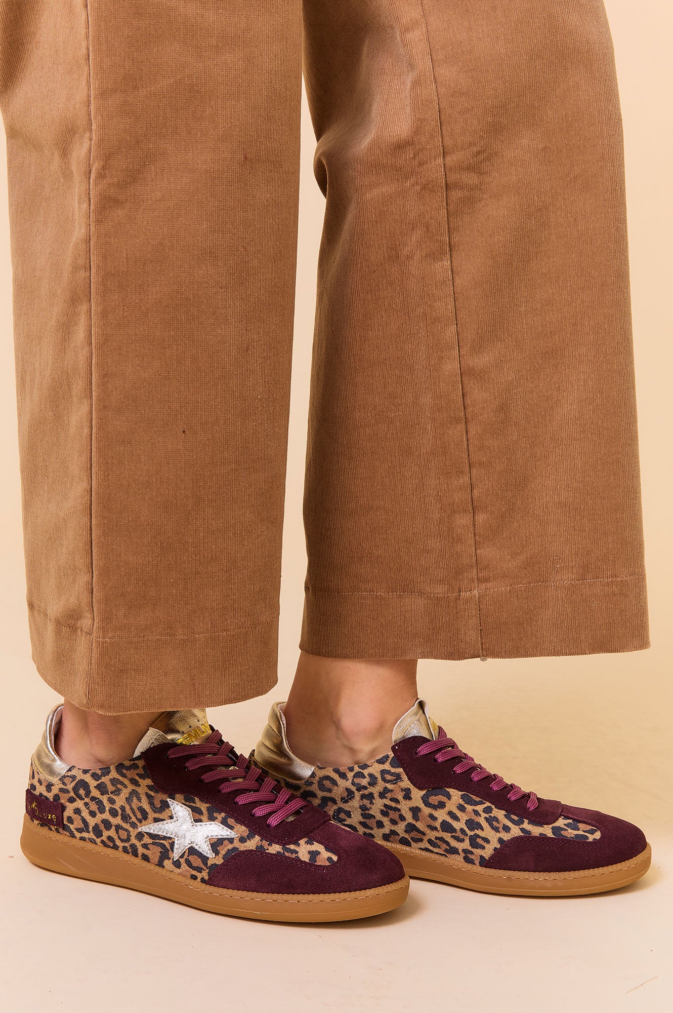 VICTORIA Leopard Print Sneakers for Women - Fashion Running Shoes in Leopard Print/Burgundy - Perfect for Gym, Workout & Casual Wear