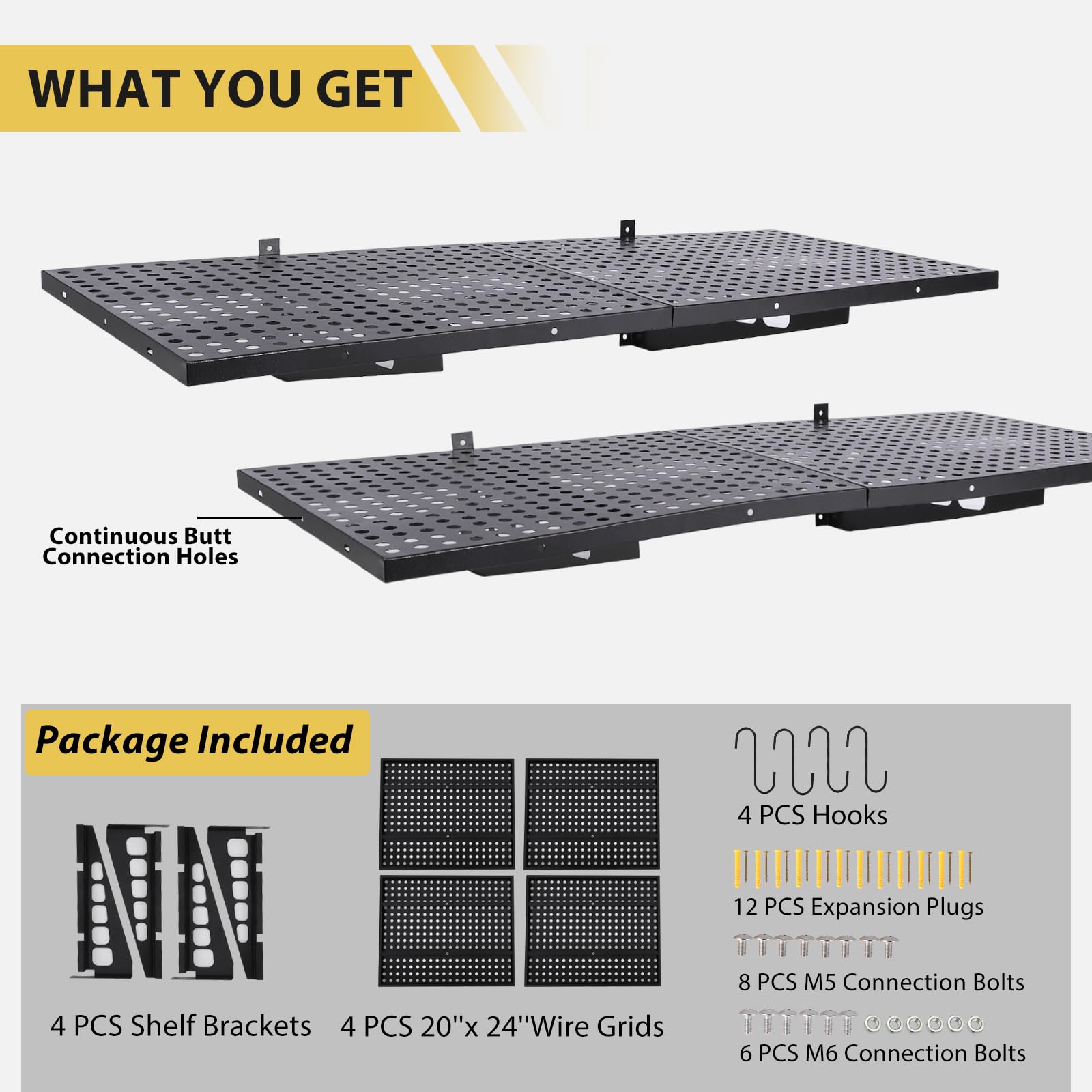 2-Pack Heavy Duty Garage Wall Shelves 1.6x4ft - 560lbs Load Capacity Wall Mounted Floating Shelves for Garage Storage & Organization - Perfect for Tools, Sports Equipment & Home Workshop Use