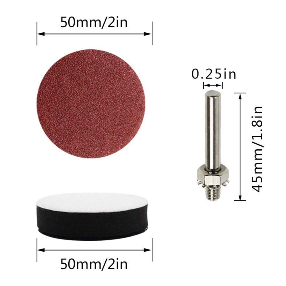 2 Inch 100PCS Sanding Discs Pad Kit with 1/4 Inch Shank - 80 to 3000 Grit Sandpaper for Drill, Grinder & Rotary Tools - Perfect for Woodworking, Metal Polishing & DIY Projects
