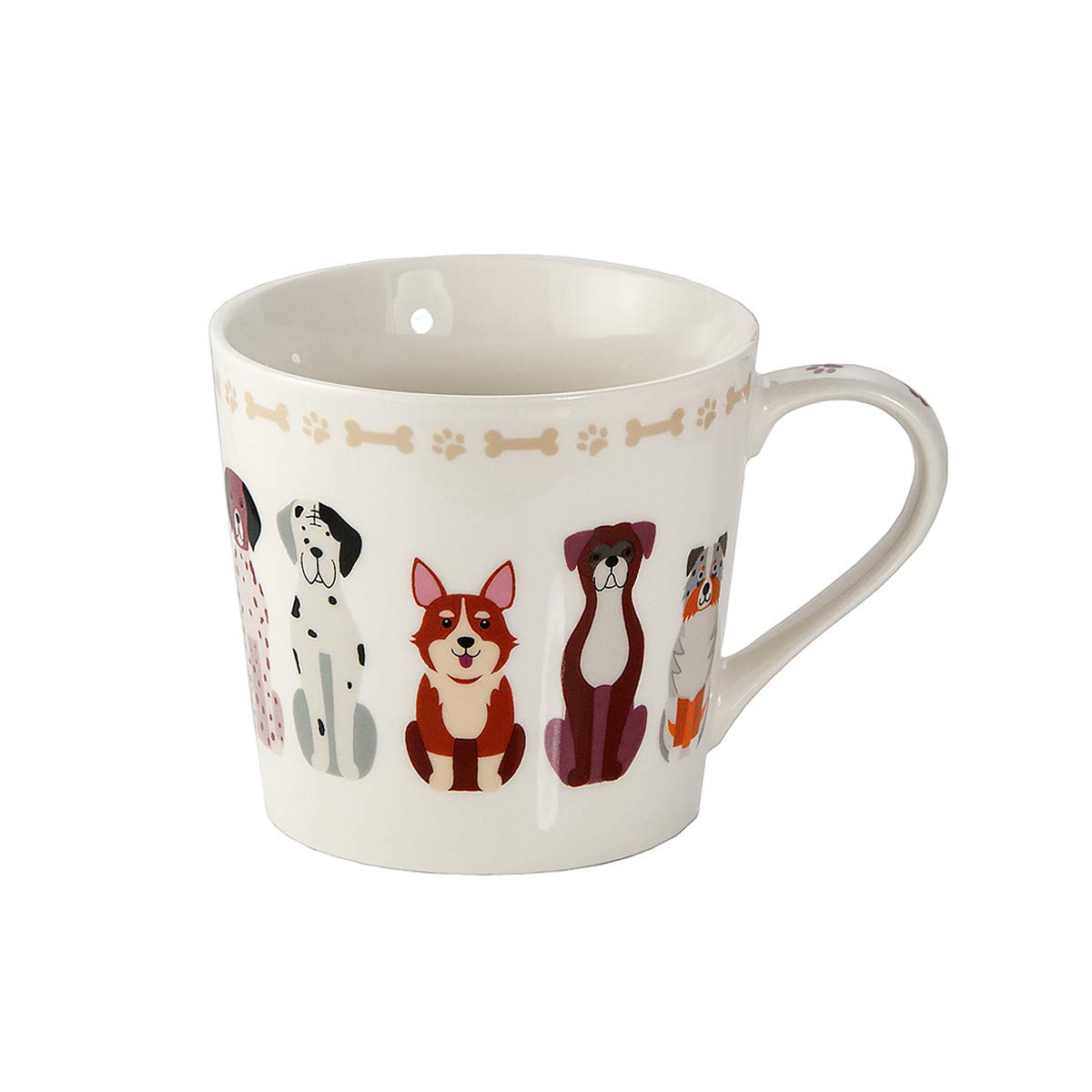 Spotted Dog Gift Company 13 oz Ceramic Coffee Mug Set - 4 Cute Dog-Themed Porcelain Tea Cups for Dog Lovers, Perfect Gift for Women & Men - Ideal for Coffee, Tea, Hot Chocolate at Home or Office