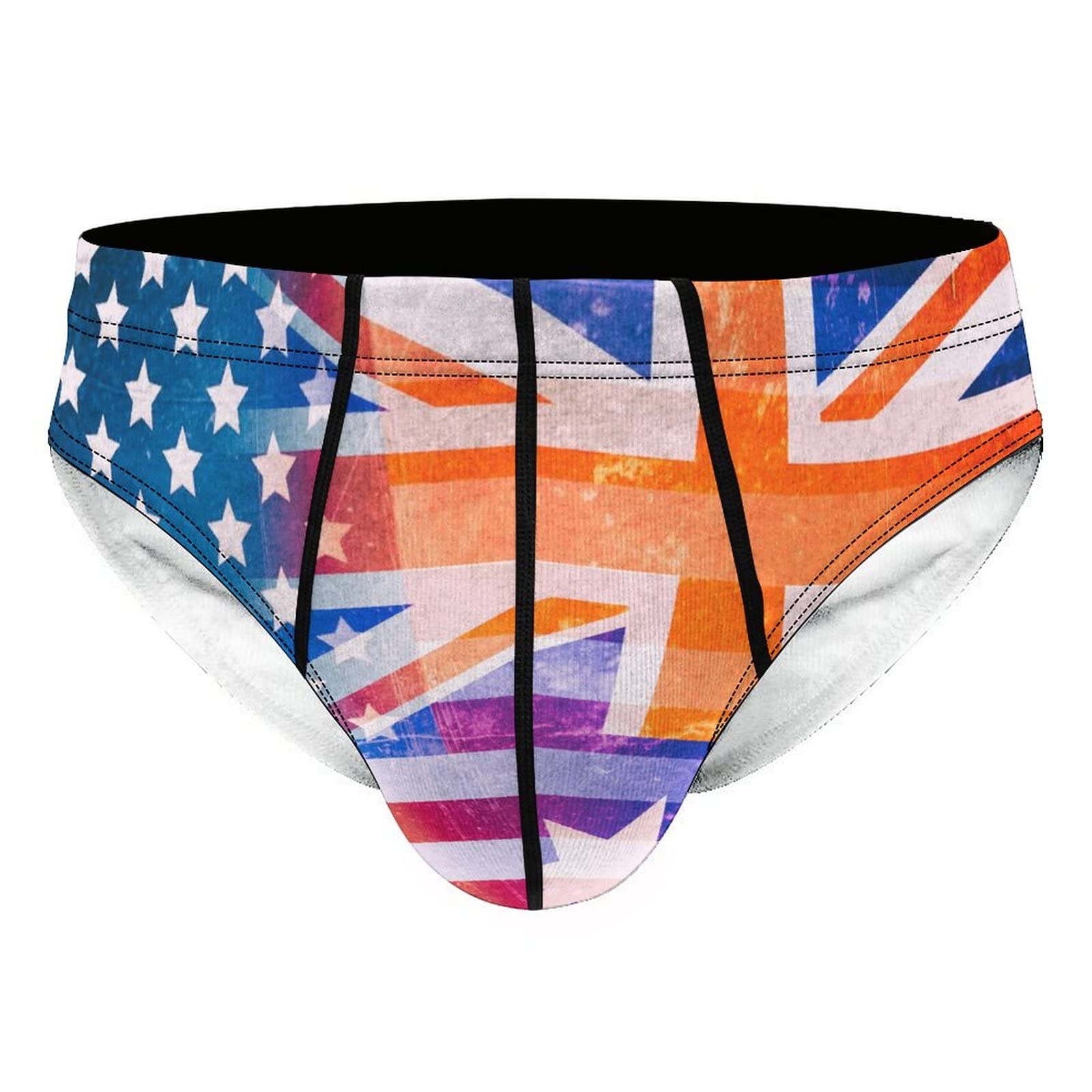 DZUAIKIT Men's Briefs - Vintage USA & Australia Flag Print, Quick-Dry, Breathable Cotton Underwear for Daily Wear, Sports & Travel