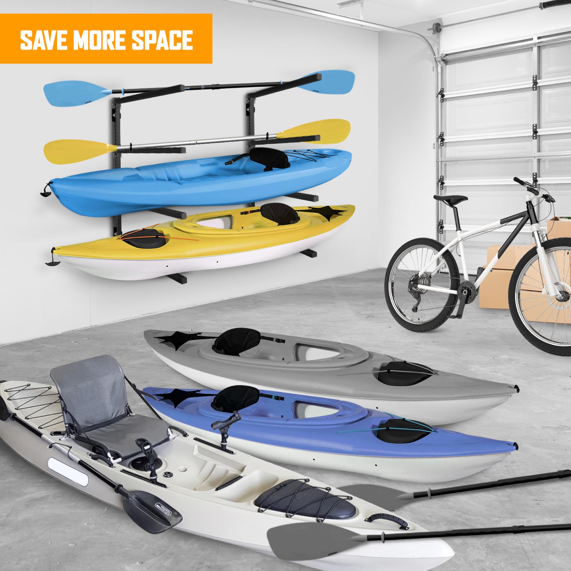 **Yes4All Heavy Duty Kayak Storage Rack – 400lbs Capacity Wall Mount Rack with 4 Adjustable Levels for Indoor & Outdoor Kayak Storage – Perfect for Garage, Shed, or Backyard Organization**