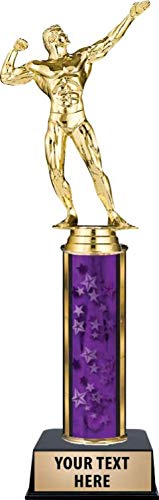 Custom Engraved Purple Bodybuilding Trophy for Men - Personalized Crown Awards for Fitness Competitions & Gym Achievements - Perfect for Bodybuilding Shows, Powerlifting Awards & Sports Recognition Ceremonies