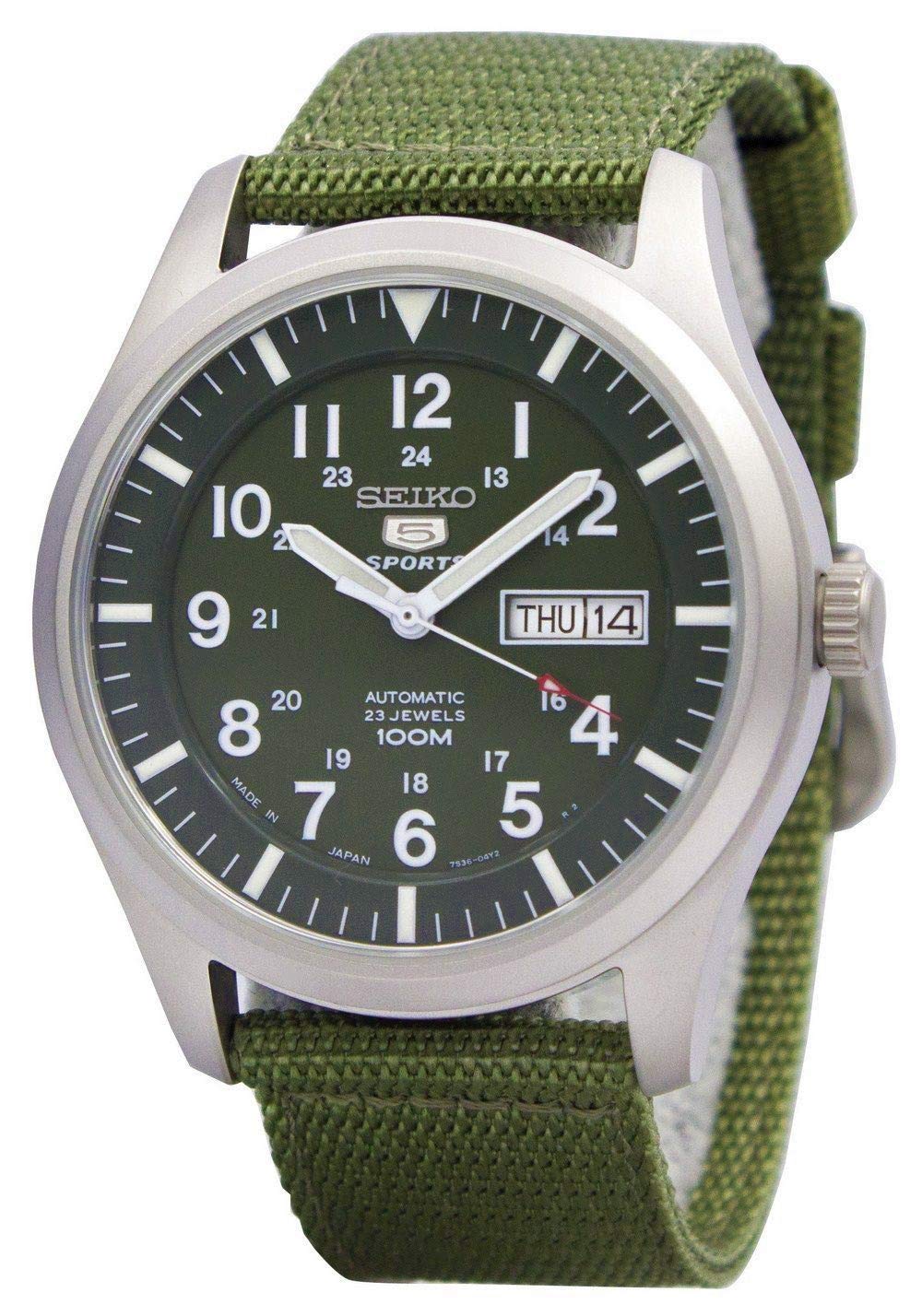 SEIKO 5 Automatic Men's Watch SNZG09J1 - Japanese Import - Military Style Stainless Steel Watch with Date Window - Perfect for Everyday Wear, Outdoor Adventures & Business Casual Outfits
