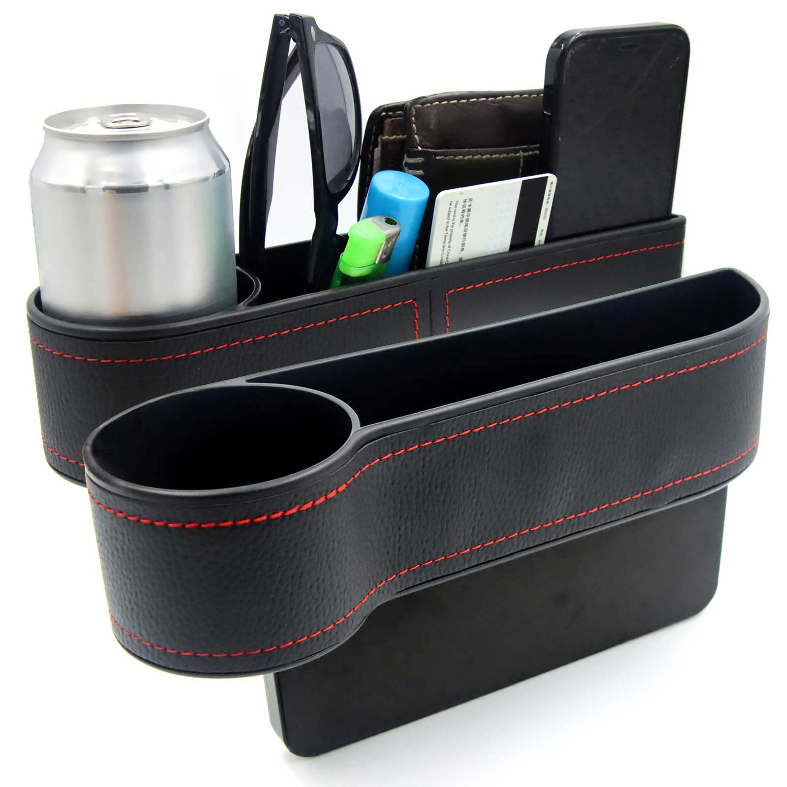 Premium Car Seat Gap Filler (2-Pack) - Multifunctional Leather Car Seat Organizer for Phones, Keys & Small Items | Safe & Stylish Storage Solution Between Seats & Console | Perfect for Road Trips, Commuting & Family Travel