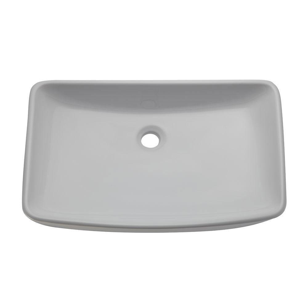 Decolav 1445 CWH Classic Rectangle Above Counter Bathroom Sink - White Porcelain Drop-in Lavatory for Vanity, Modern & Durable Design - Perfect for Home Renovation, Guest Bathrooms & Powder Rooms