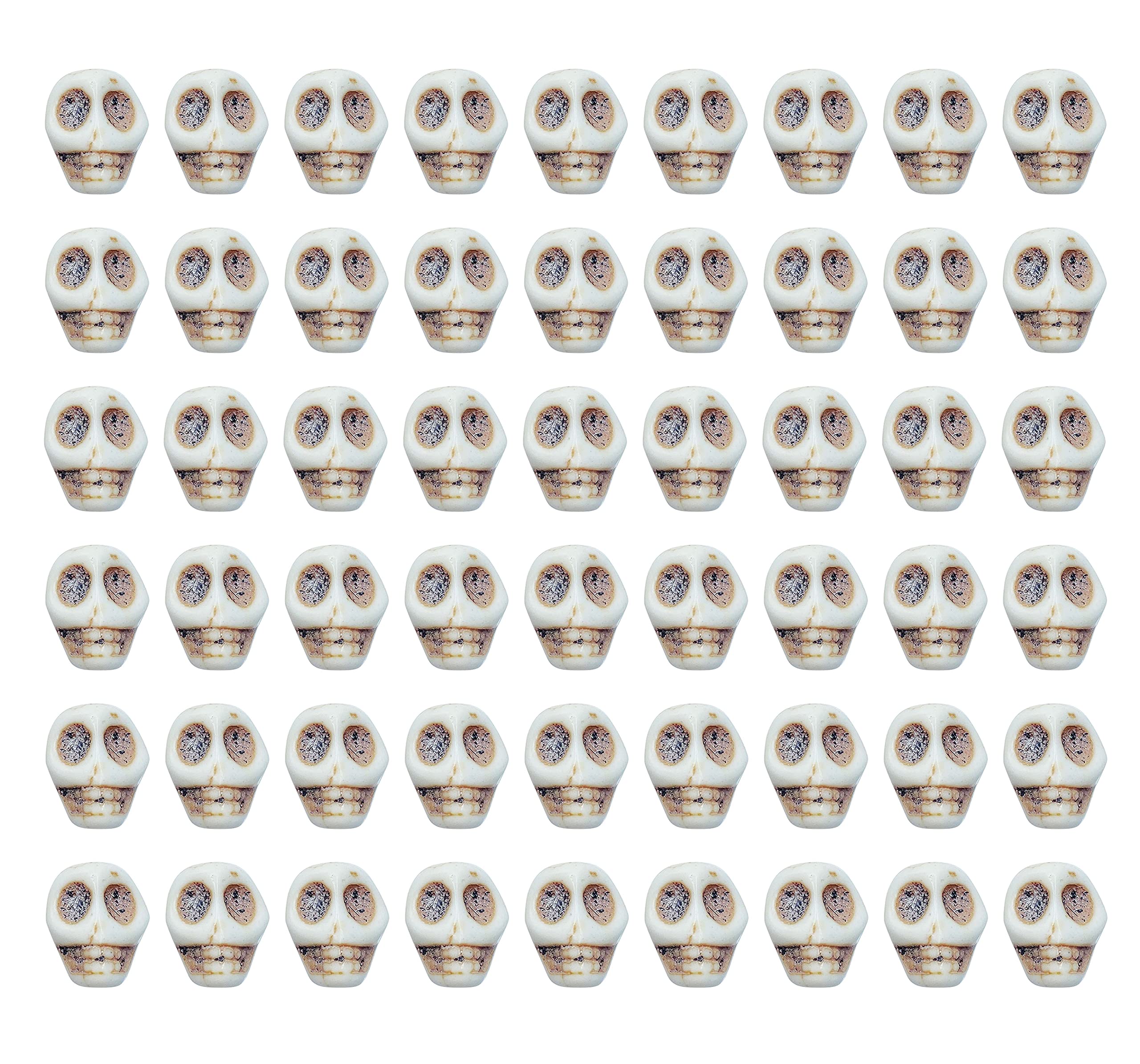 40 PCs 12mm White Howlite Carved Skull Beads for Jewelry Making - Bulk Small Skull Charms & Skeleton Beads DIY Craft Supplies - Perfect for Necklaces, Bracelets, and Boho Style Jewelry Designs