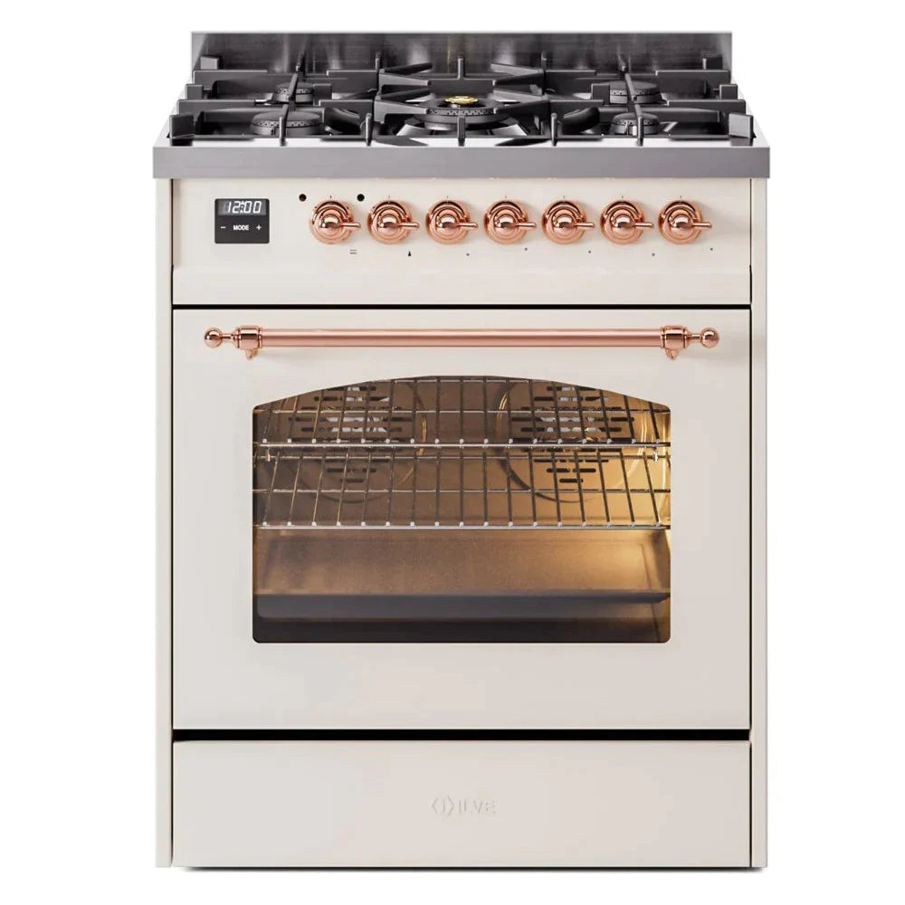 ILVE 30 Nostalgie II Series Freestanding Dual Fuel Range with 5 Sealed Burners - Professional Gas Stove & Electric Oven for Home Kitchen - Perfect for Baking, Roasting, and Family Cooking (Model UP30NMP)