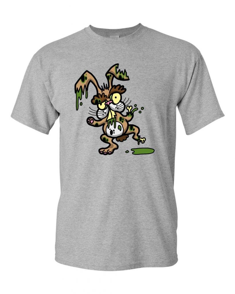 Zombie Bunny Undead Animals Graphic T-Shirt for Adults - Funny Halloween & Horror Fan Apparel for Casual Wear & Costume Parties