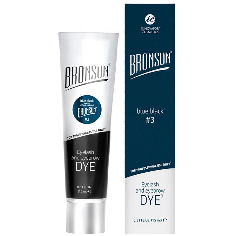 Bronson Eyelash & Eyebrow Dye Kit - Blue Black #3 (15ml) | Long-Lasting Semi-Permanent Color | For Natural Looking Brows & Dramatic Lashes | At-Home Beauty & Salon Professional Use