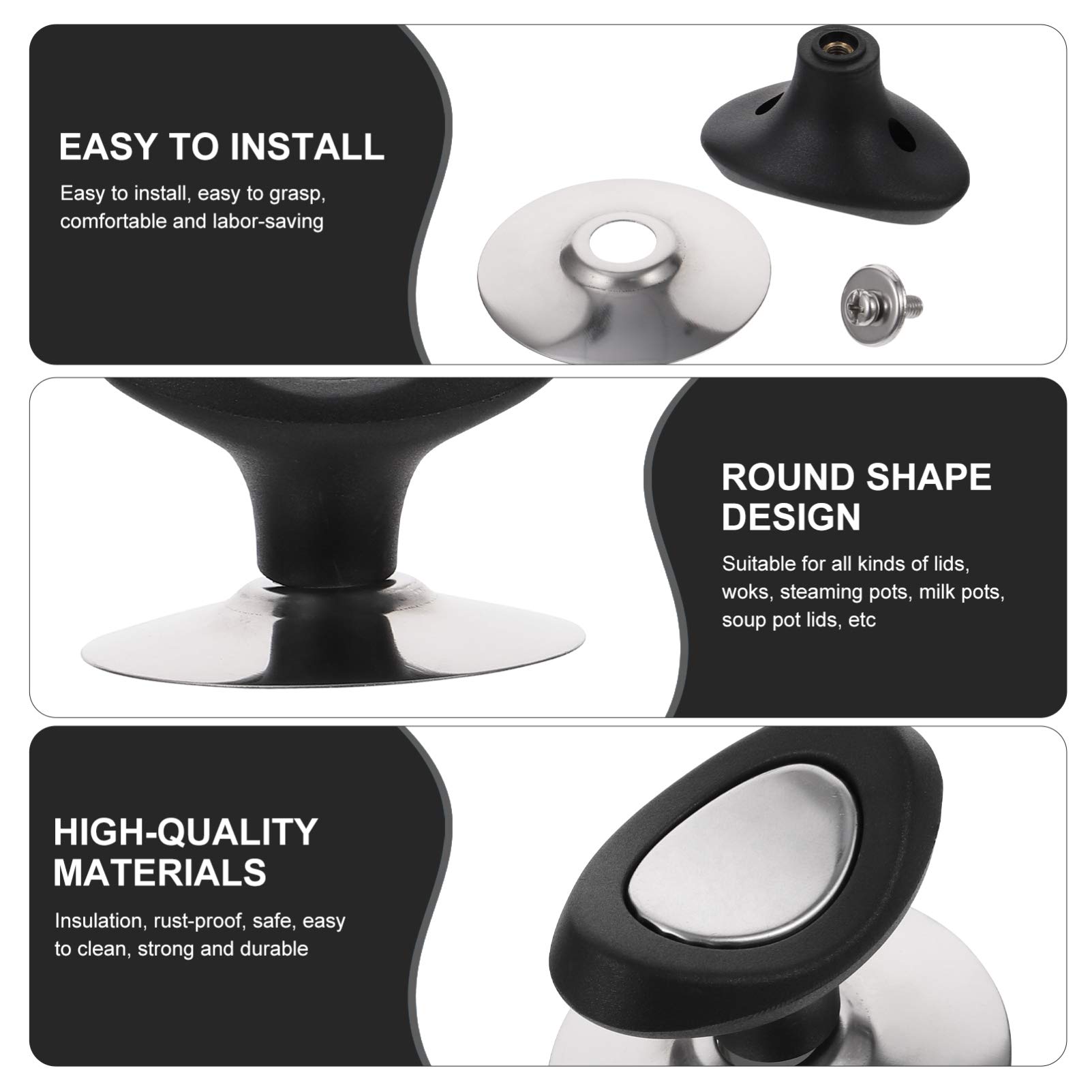 DOITOOL 6-Pack Pot Lid Knobs - Replacement Cookware Handles for Pots, Pans & Lids - Heat-Resistant Kitchen Accessories for Easy Lid Lifting (Ideal for Cooking, Baking & Food Storage)