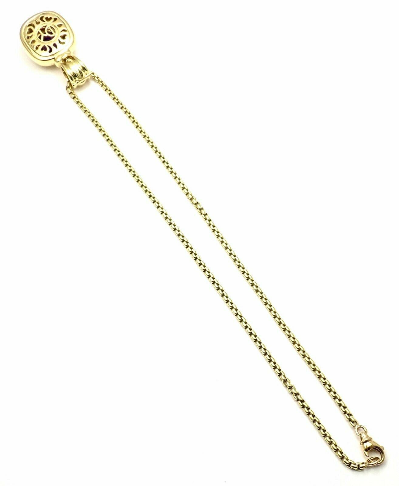 David Yurman 18K Yellow Gold Cable Necklace with Amethyst and Diamonds - Elegant Large Pendant for Women, Perfect for Weddings, Parties & Special Occasions