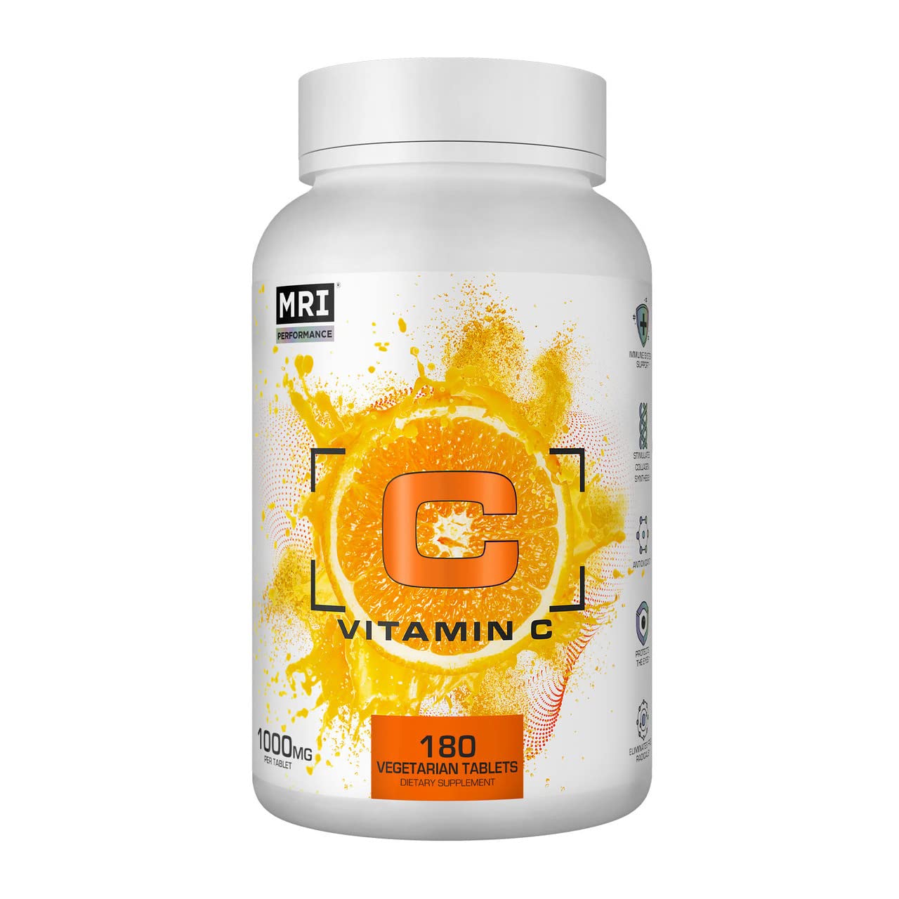 MRI Performance Vitamin C 1000mg Vegetarian Tablets - 180 Count | Antioxidant, Immune Support, Collagen Boost, Eye Health with Citrus Bioflavonoids | Daily Wellness Supplement for Adults & Seniors