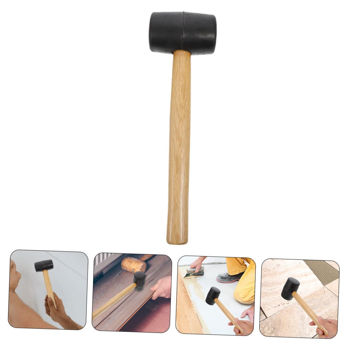 YARNOW Rubber Mallet - Durable Wooden Hammer for Woodworking, Flooring, Camping & Beach Toys | Portable Rubber Mallet Tool for DIY Projects, Home Improvement & Outdoor Activities
