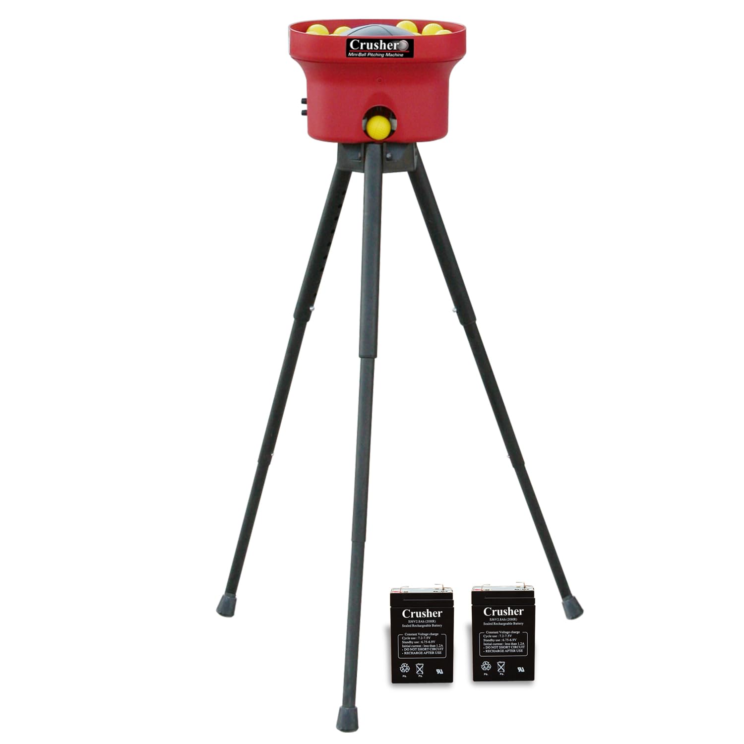 Heater Crusher Pitching Machine with 8-Hour Rechargeable Battery - Accurate & Portable Baseball Trainer for Fastballs & Curveballs | Adjustable Speed, High Performance Design | Perfect for Backyard, Field & Indoor Baseball & Softball Practice