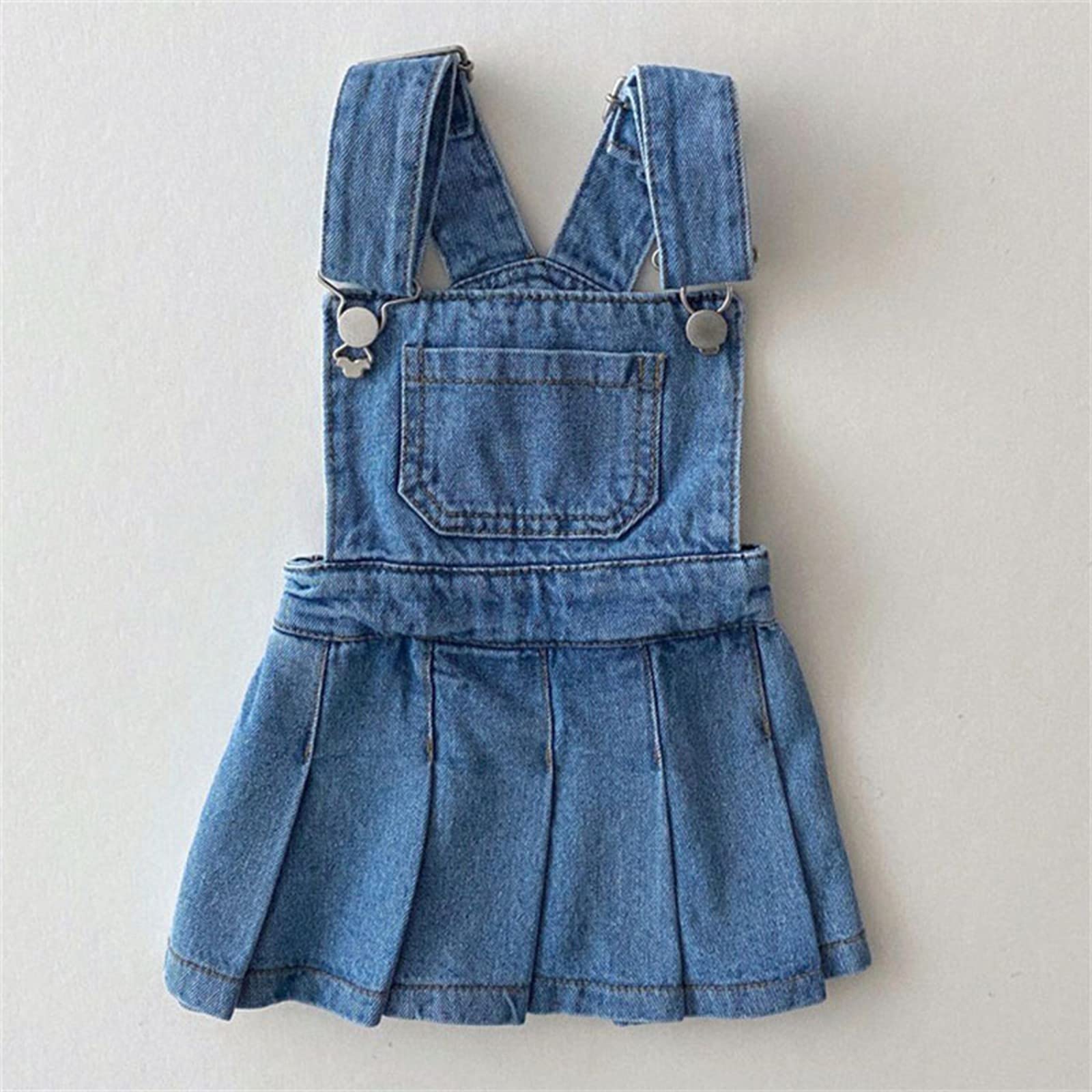 Girls Denim Overalls & Pleated Dress Set - Summer Toddler Outfit for 6 Months to 6 Years | Playtime, Birthday & Casual Wear