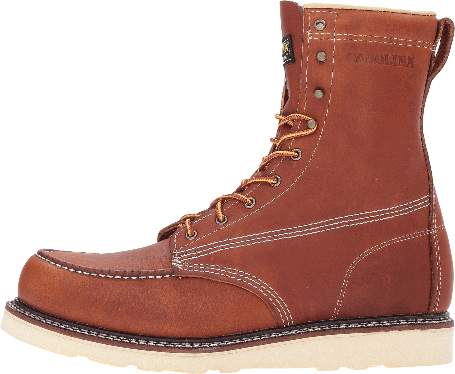 Men's Carolina 8-Inch Moc Toe Wedge Work Boots - Steel Toe, Slip Resistant, Comfortable for Construction & Outdoor Work - Perfect for Heavy Duty Jobs, Landscaping, and Industrial Use