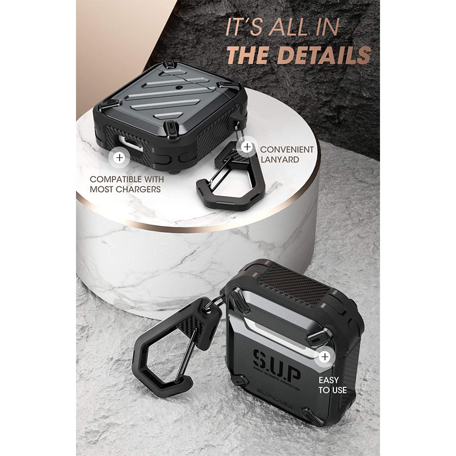 Apple AirPods 1 & 2 Unicorn Beetle Pro Rugged Protective Case - Shockproof & Durable Cover for AirPods 1st & 2nd Gen - Perfect for Outdoor, Sports & Travel