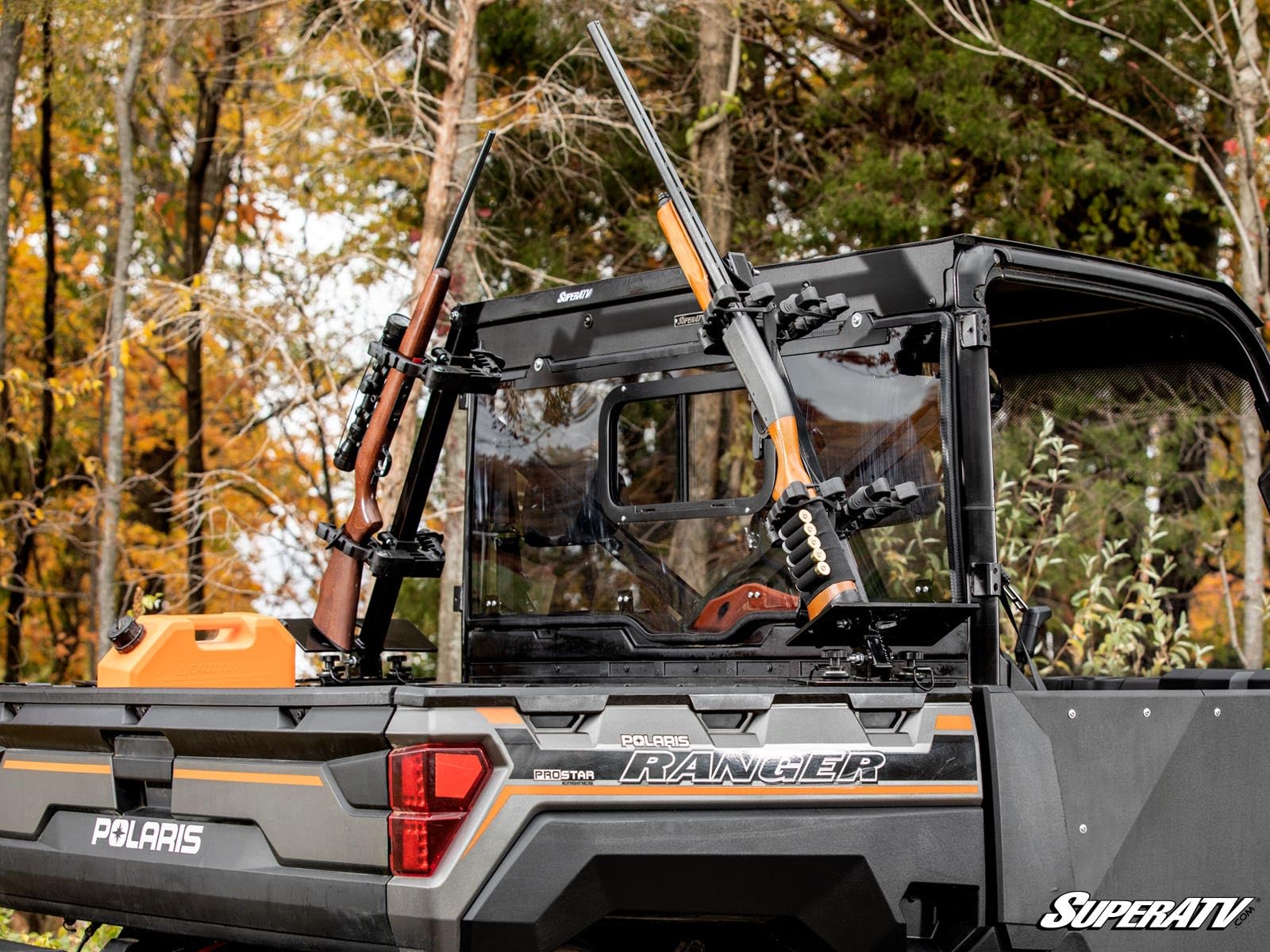 Polaris Ranger In-Bed Gun Rack by SuperATV - Heavy Duty Truck Bed Rifle Holder for Hunting & Off-Roading | Secure Firearm Storage for UTVs & Side by Sides