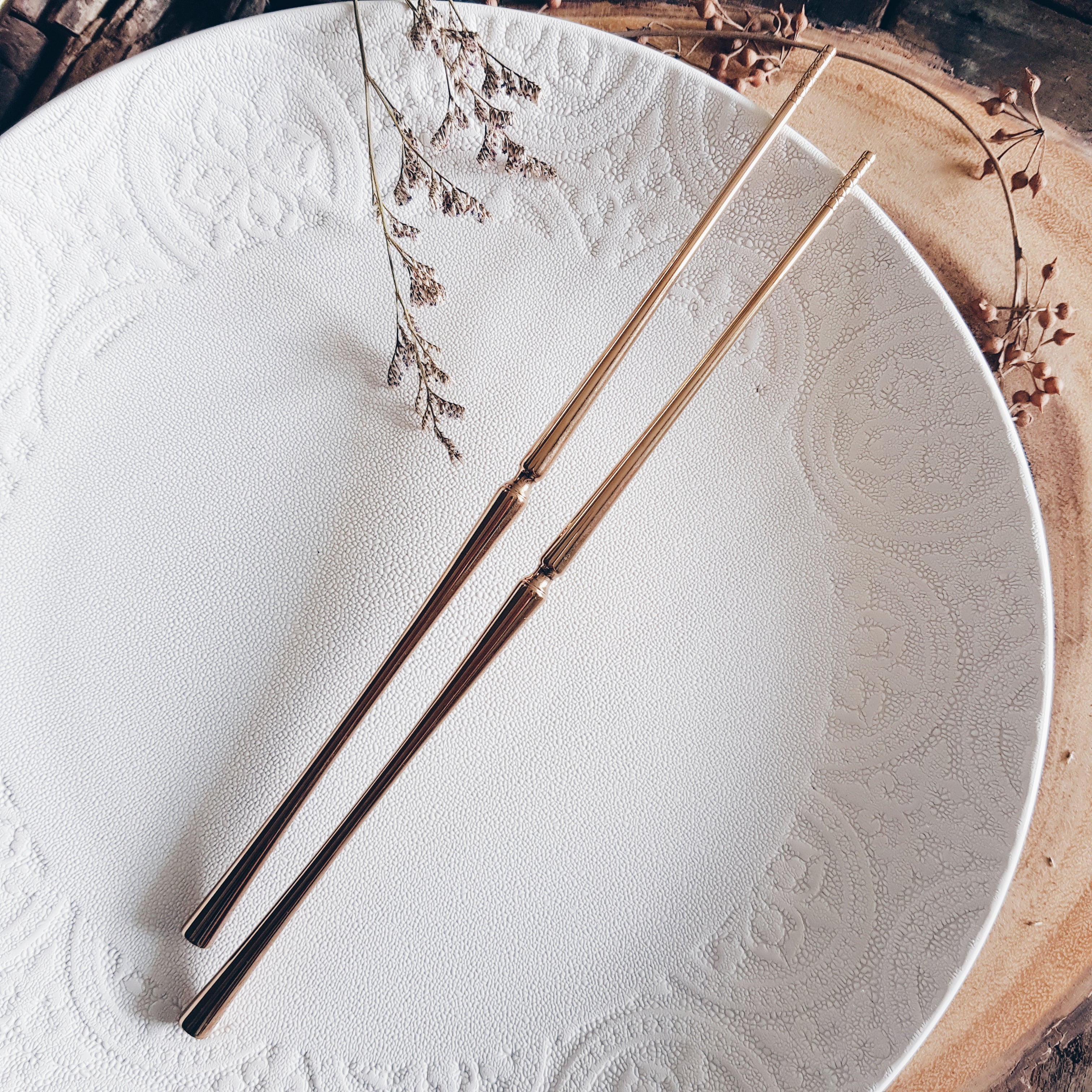 Parisienne Shiny Bronze Ion Plated Stainless Steel SS304 Chopsticks - Elegant Asian Dining Utensils for Sushi, Ramen & Home Kitchen Use