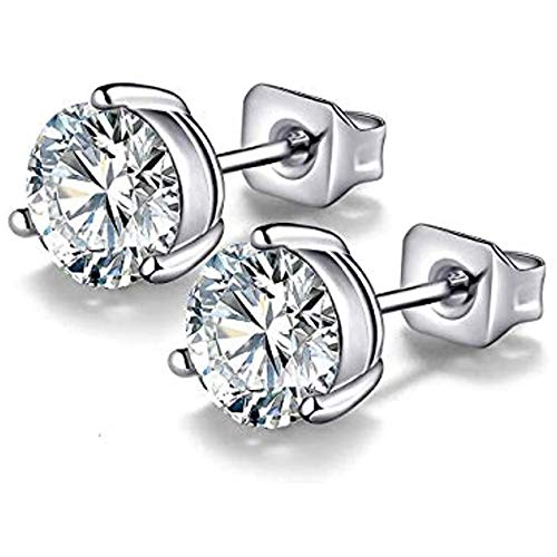 925 Sterling Silver CZ Stud Earrings for Women & Girls - Round Cut Simulated Diamond Earrings with Three-Prong Setting | Perfect for Everyday Wear, Gift Giving & Special Occasions