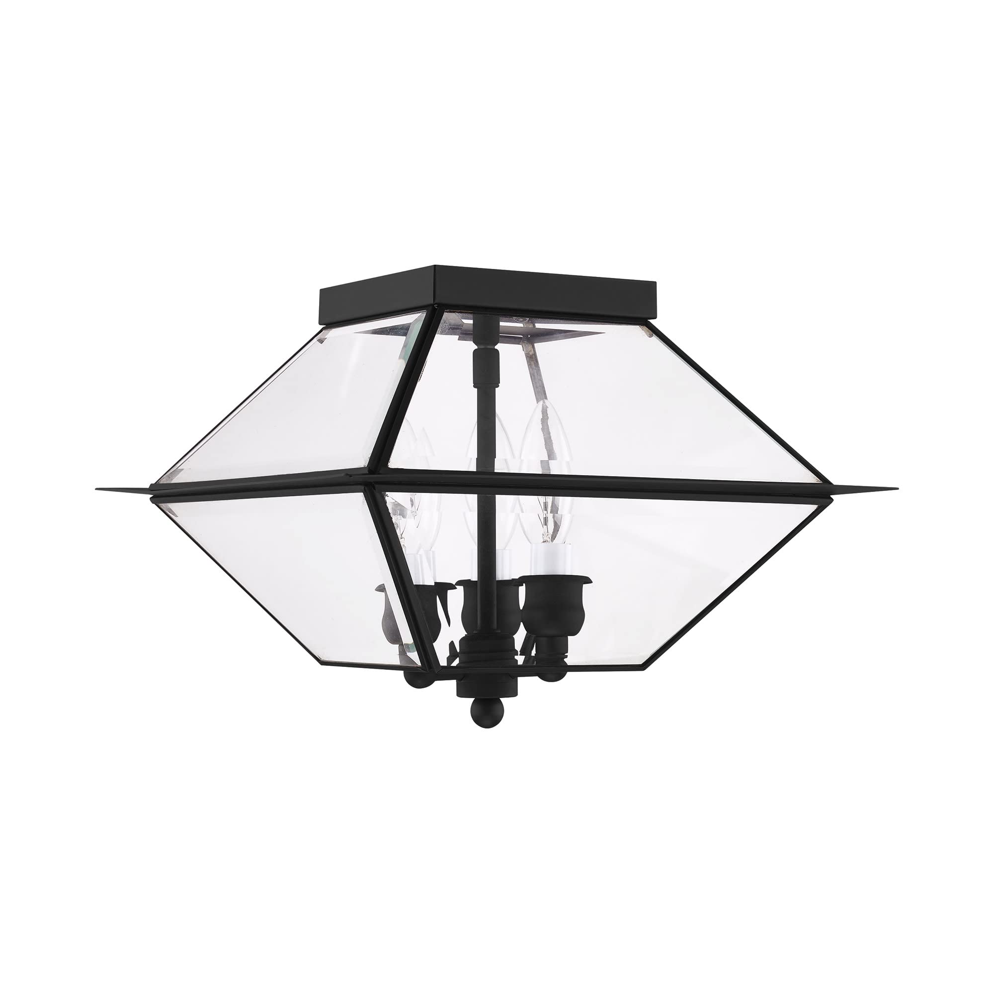 Livex Lighting 2185-04 Westover 3-Light Black Ceiling Fixture for Indoor & Outdoor Use - Perfect for Porch, Patio, Garage, and Entryway Lighting
