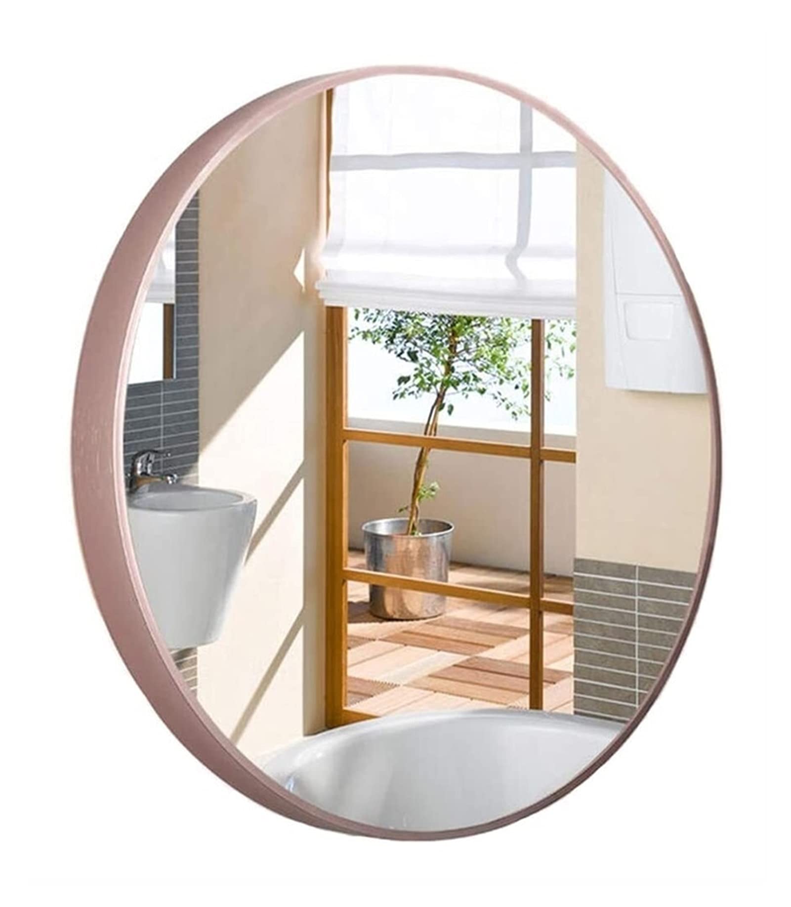 70CM Round Wall Mounted Mirror - Shatterproof HD Silver Glass with Rose Gold Frame for Bathroom, Bedroom, Living Room & Hallway | Elegant Home Decor & Functional Vanity Mirror