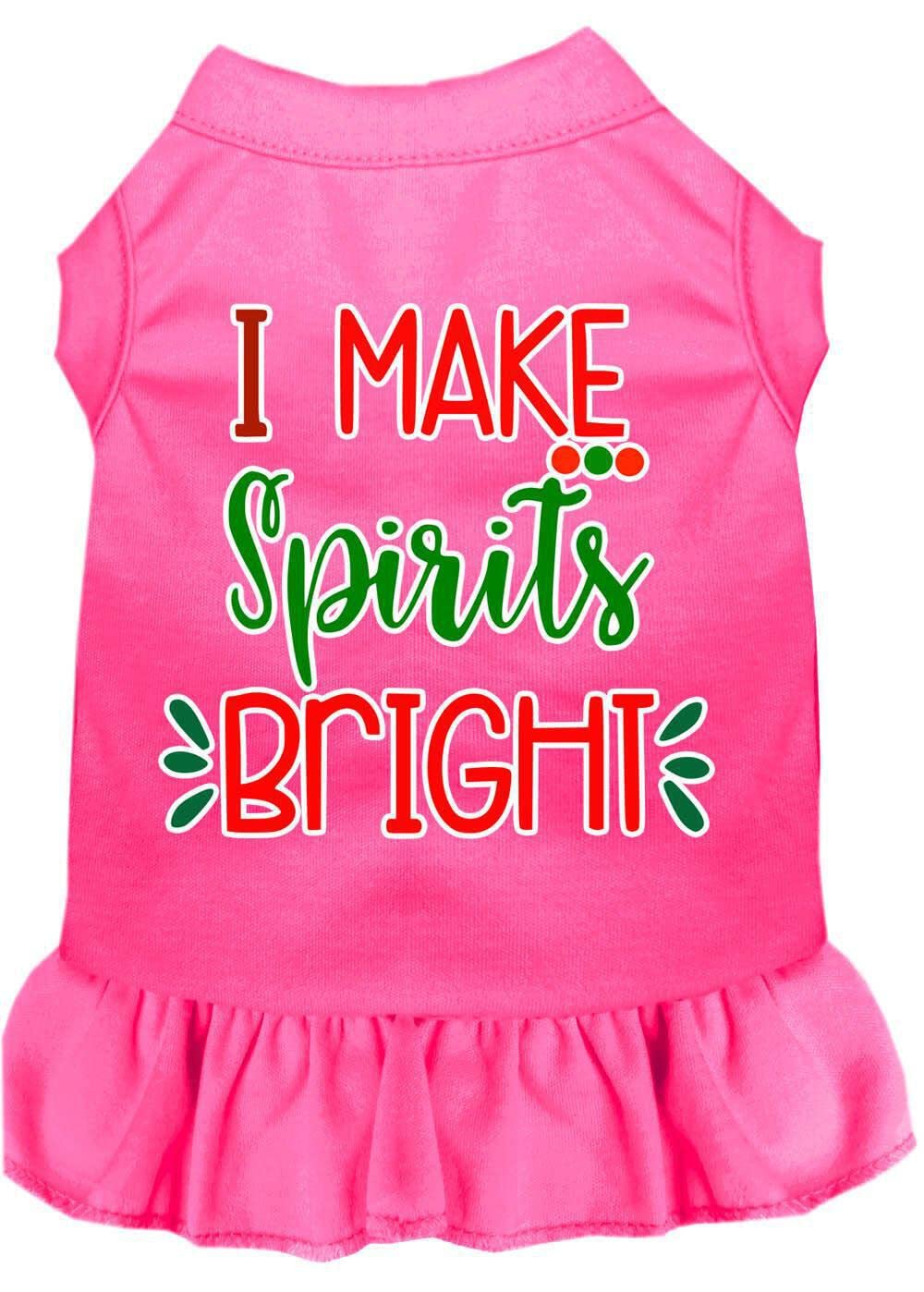 Christmas Pet Dog & Cat Dress - 'I Make Spirits Bright' Screen Printed Black Costume for Small Pets (6-10 lbs) - Perfect for Holiday Photos & Festive Parties