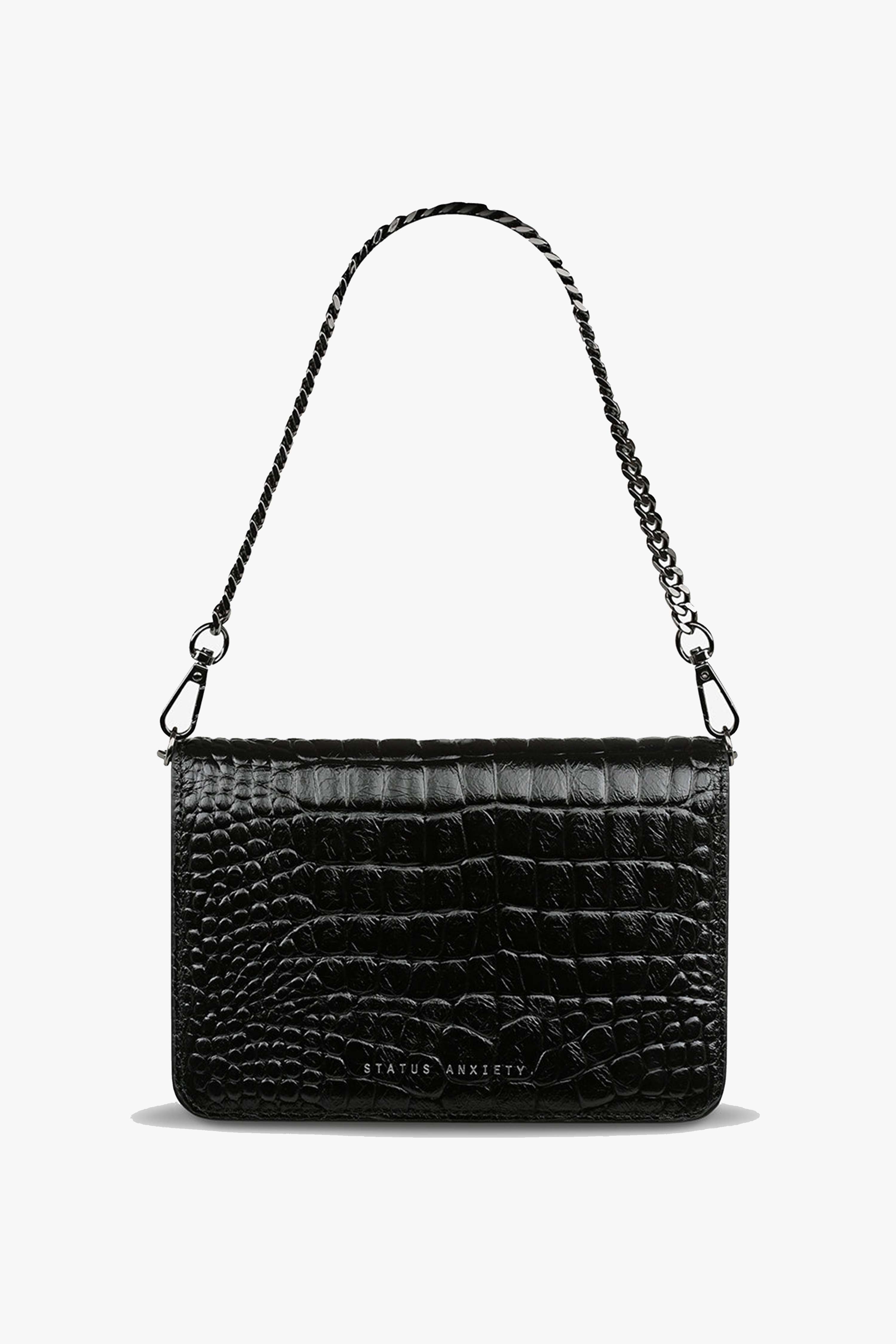 Stylish Black Crocodile Leather Crossbody Bag for Women - Perfect for Everyday Use, Travel & Night Out