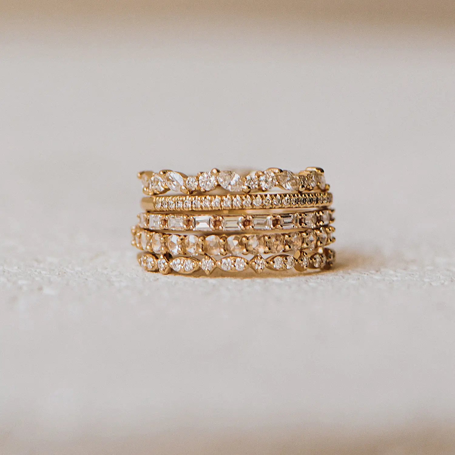 14K Yellow Gold Reverie Band with White Diamonds - Elegant Stackable Ring for Women, Perfect for Weddings, Anniversaries & Everyday Wear