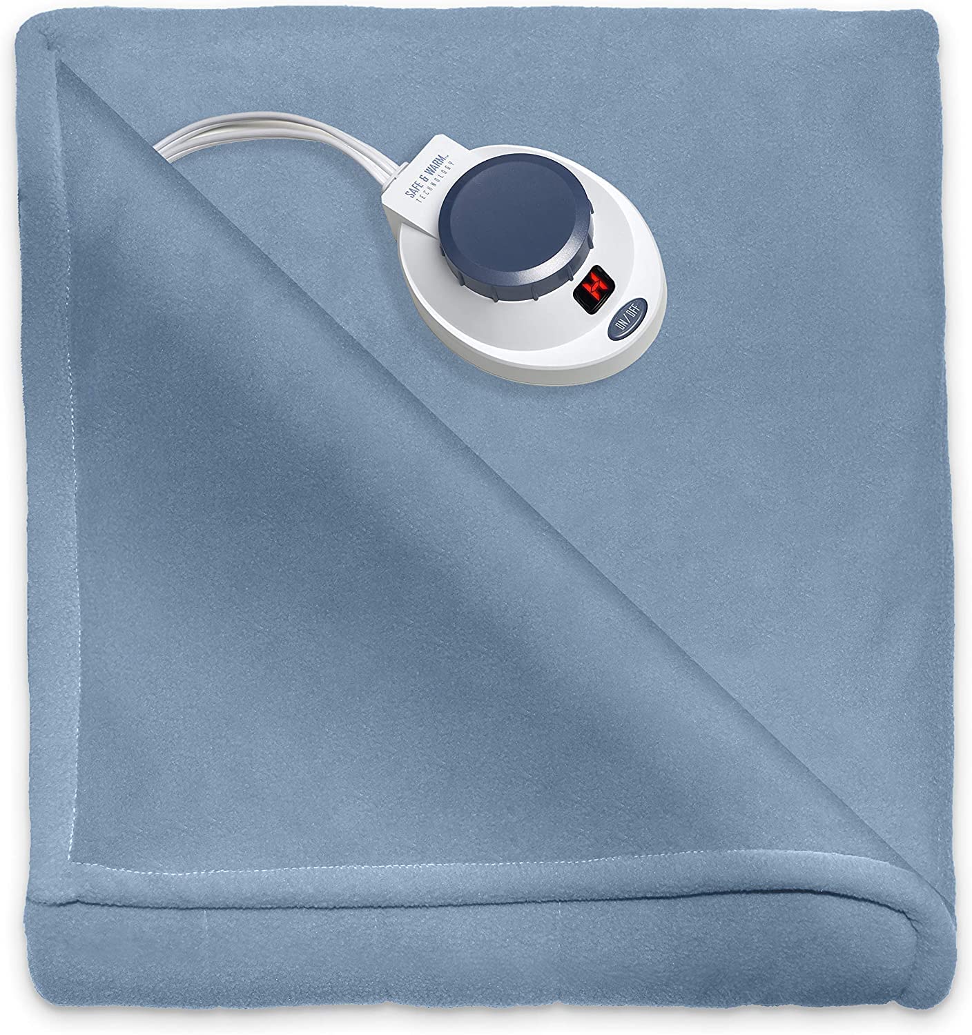SoftHeat Queen Size Micro-Fleece Electric Heated Blanket - Ultra Soft & Warm with Patented Low-Voltage Technology - Slate Blue - Perfect for Cold Winter Nights, Bedroom Comfort & Cozy Relaxation
