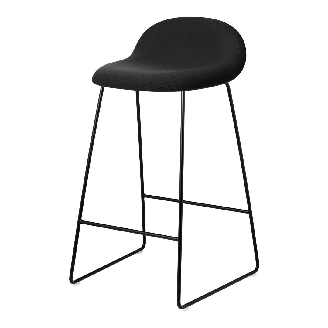 Gubi 3D Counter Stool with Front Upholstery & Sledge Base - Modern Bar Stool for Kitchen Island, Breakfast Nook or Commercial Use