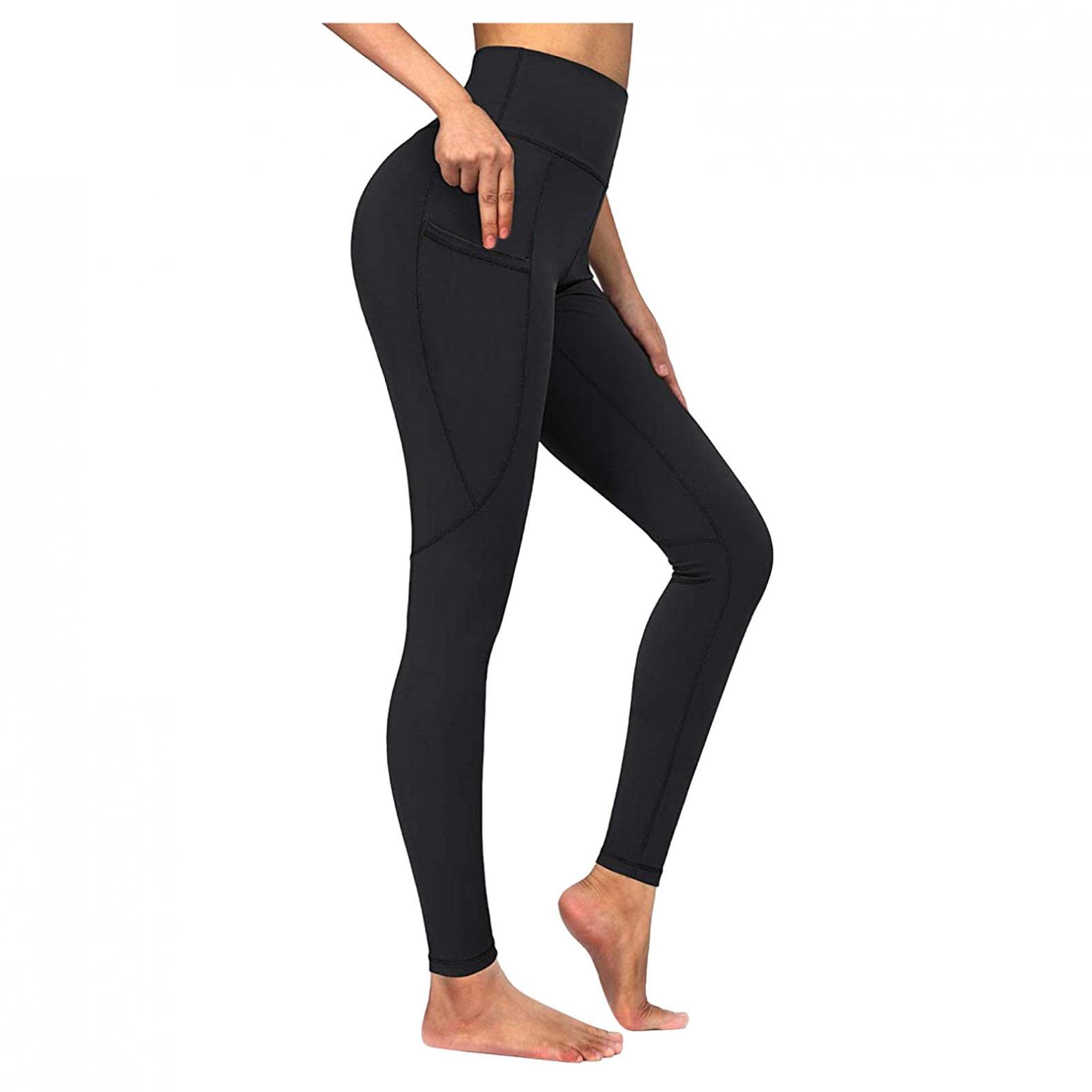 **High Waisted Seamless Scrunch Yoga Pants for Women - Tummy Control Workout Leggings with Pockets - Perfect for Gym, Running, Yoga & Everyday Wear**