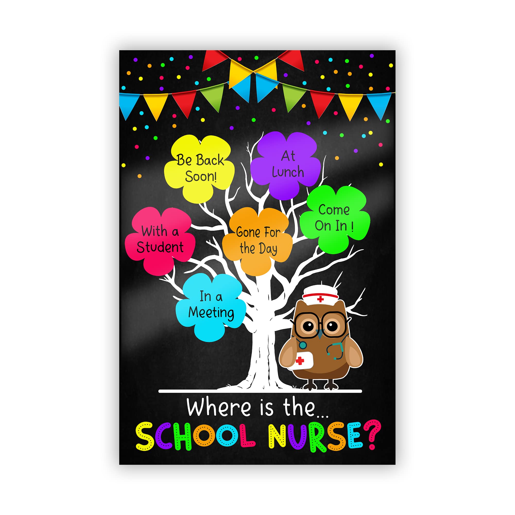 School Nurse Poster - Where Is The School Nurse Sign for Office Décor - Perfect Gift for Nurses, Health Clinic & Pediatric Clinic - Doctor & Nurse Office Wall Art - Ideal for School Health Office, Hospitals & Waiting Rooms