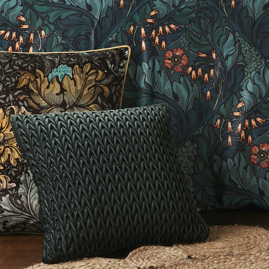 Laurence Llewelyn Bowen Amory Cushion - Premium Bottle Green Velvet Throw Pillow for Sofa, Bed & Home Decor - Elegant Living Room & Bedroom Accent Cushion