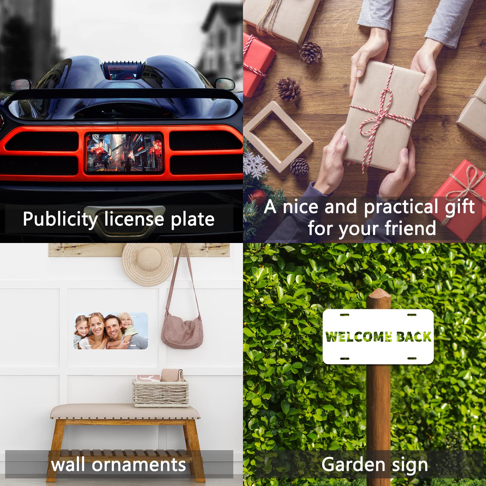 10 Pack Sublimation License Plate Blanks - 0.65mm Thick Aluminum Plates for Heat Transfer, DIY Custom Design (White) - Perfect for Car, Motorcycle & Home Decoration Projects