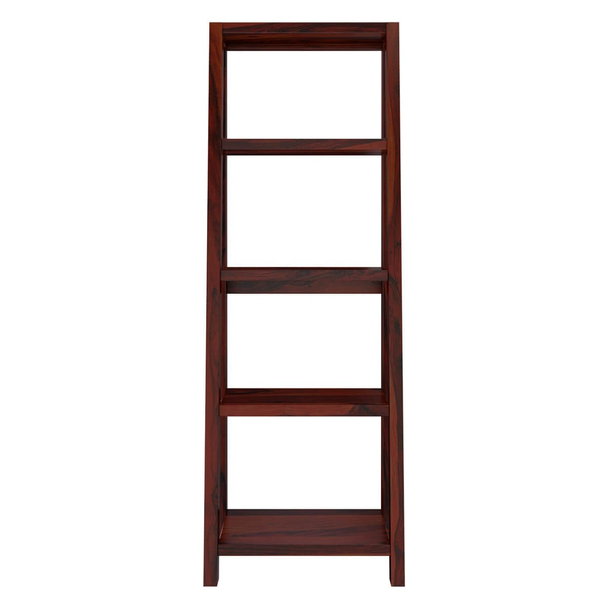 Hagerstown Solid Wood 4-Tier Open Shelf Ladder Bookcase - Space Saving Leaning Bookshelf for Living Room, Bedroom & Office Storage