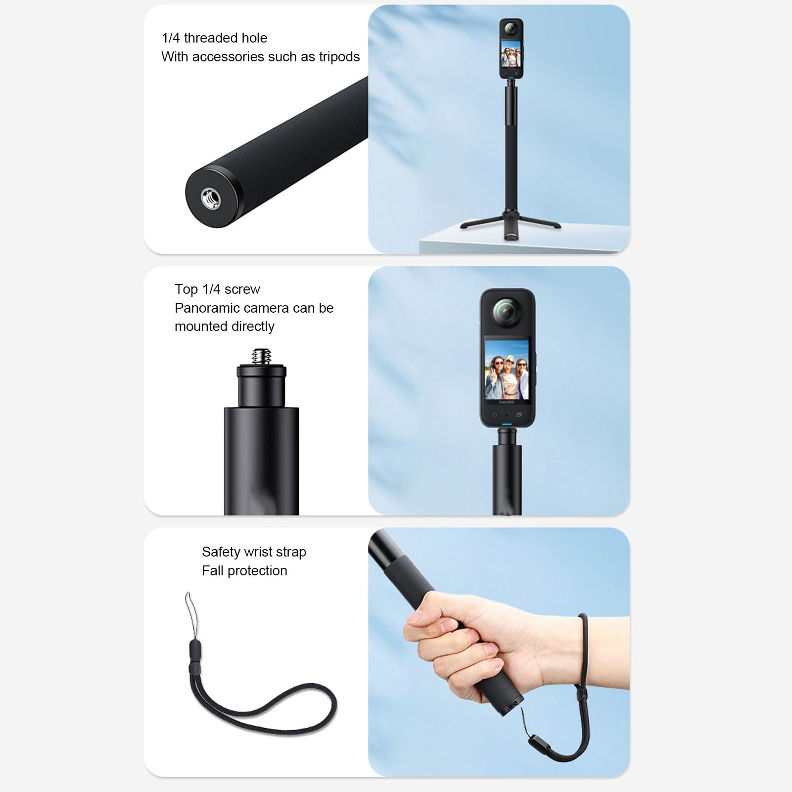 Best Aluminum Alloy Selfie Stick with Adjustable Length - Extendable Phone Tripod Mount for Sports Cameras & Smartphones | Perfect for Vlogging, Travel & Outdoor Adventures
