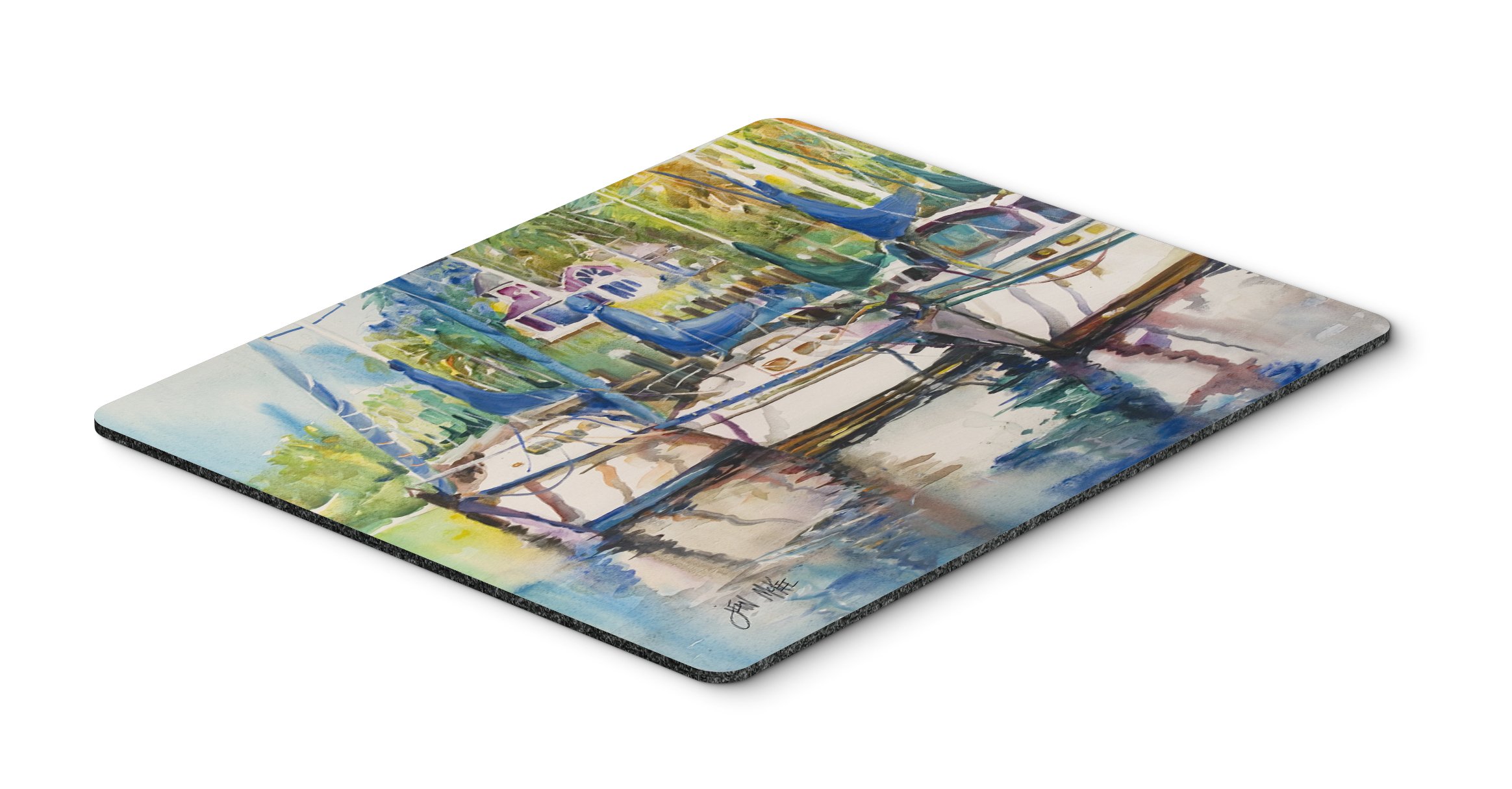 Safe Harbour Sailboats Mouse Pad - Large Washable Non-Slip Desk Mat for Home Office, Gaming & Computer Work | Heat-Resistant Hot Pad & Trivet for Kitchen | JMK1071MP by Caroline's Treasures