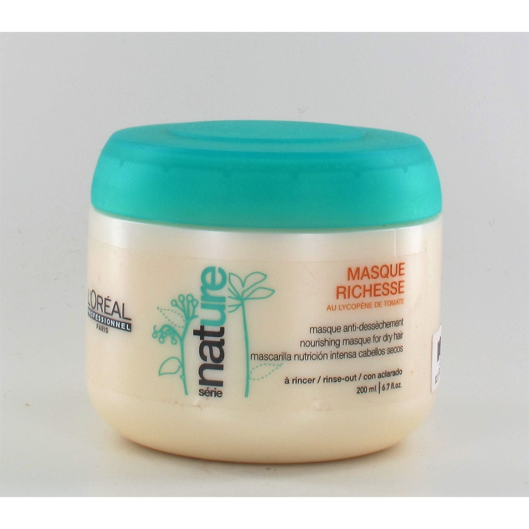 L'Oreal Nature Masque Richesse Hair Mask - 6.7 Oz Deep Conditioning Treatment for Dry & Damaged Hair - At-Home Salon Quality Hair Care for Smooth & Shiny Locks