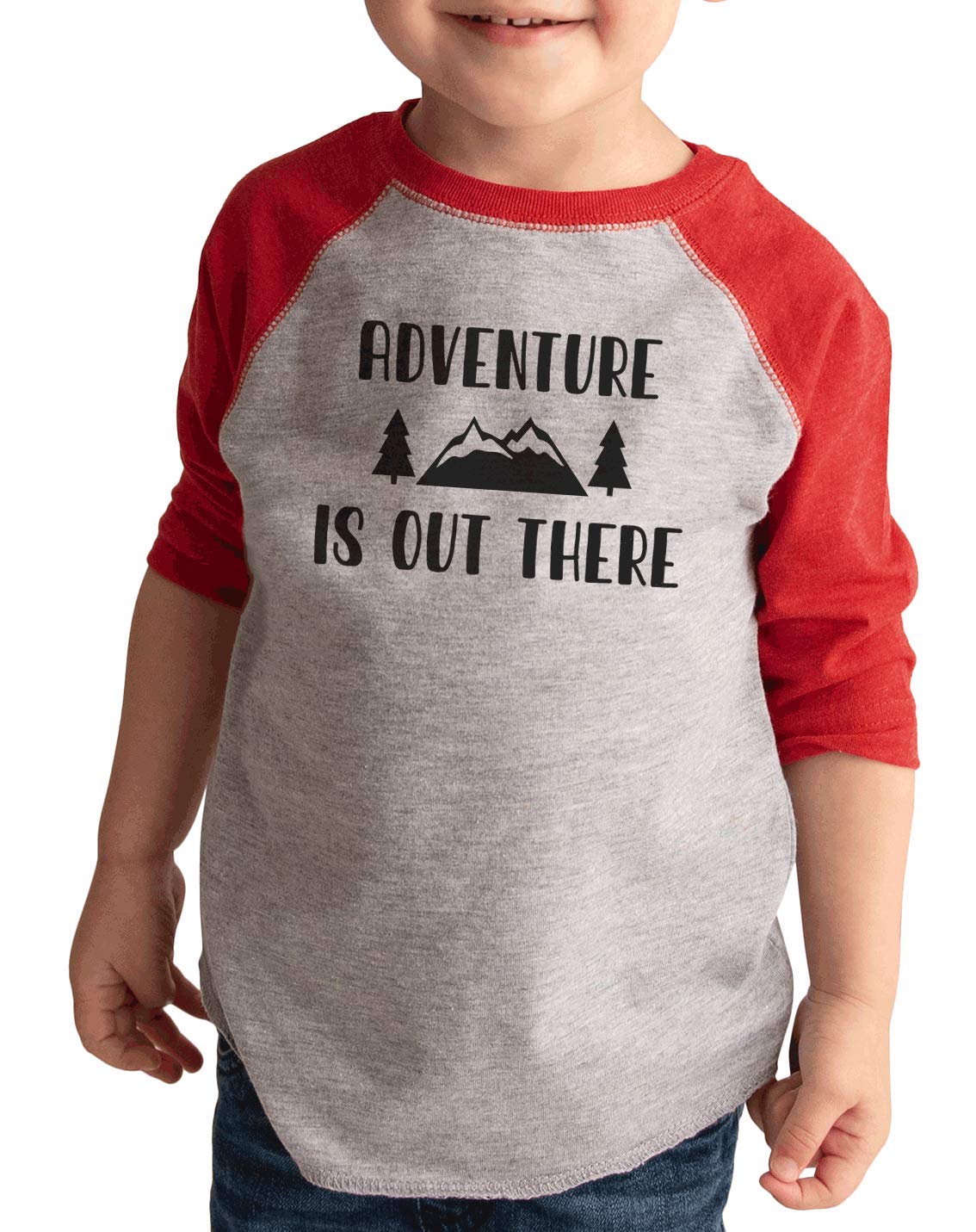7 ate 9 Apparel Kids Adventure is Out There Red T-Shirt - Fun Outdoor Play & Family Activities Shirt for Boys & Girls