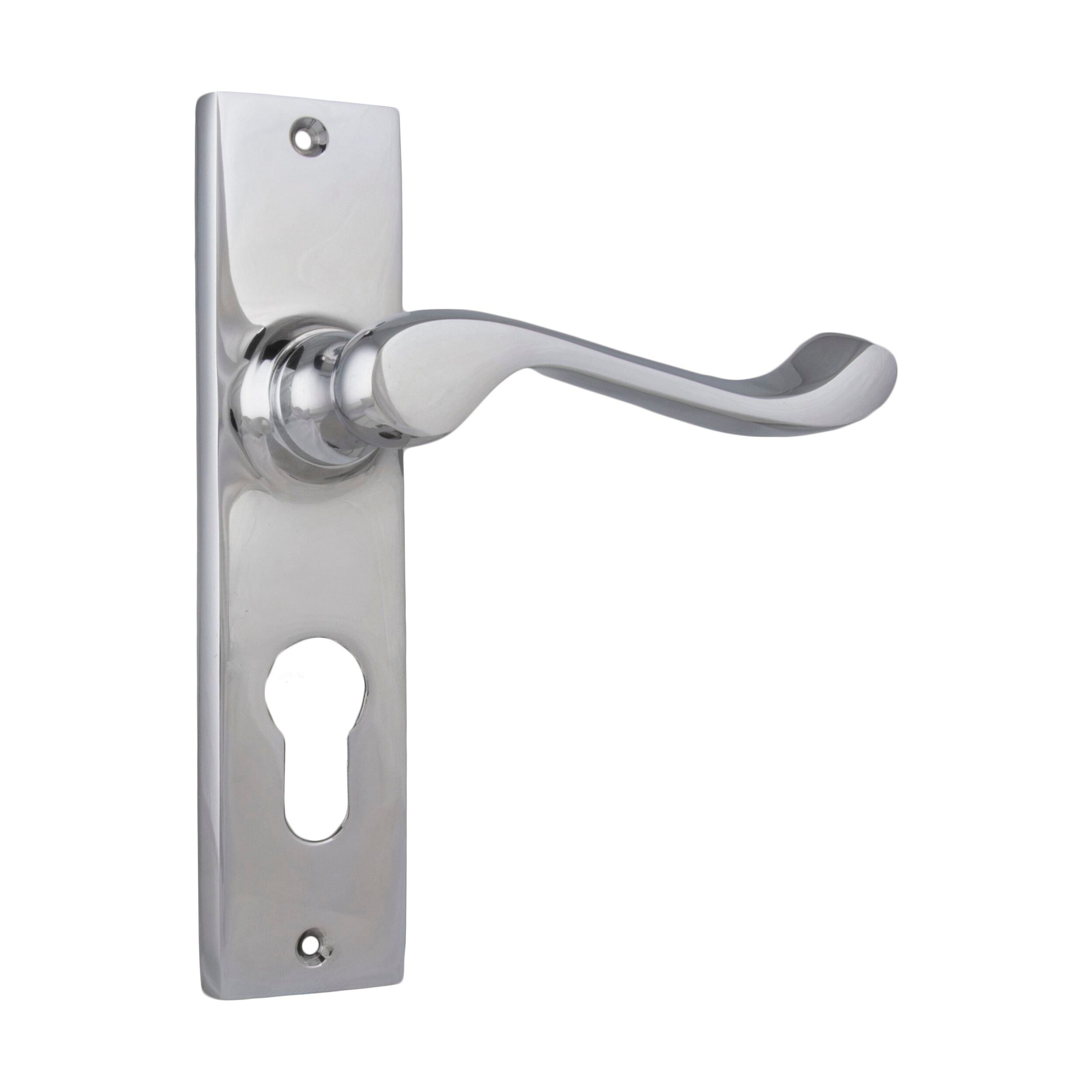 Fremantle Euro Style 1045E Door Lever Pair - Chrome Plated, H150xW35xP50mm - Perfect for Interior Doors, Bedrooms & Office Spaces