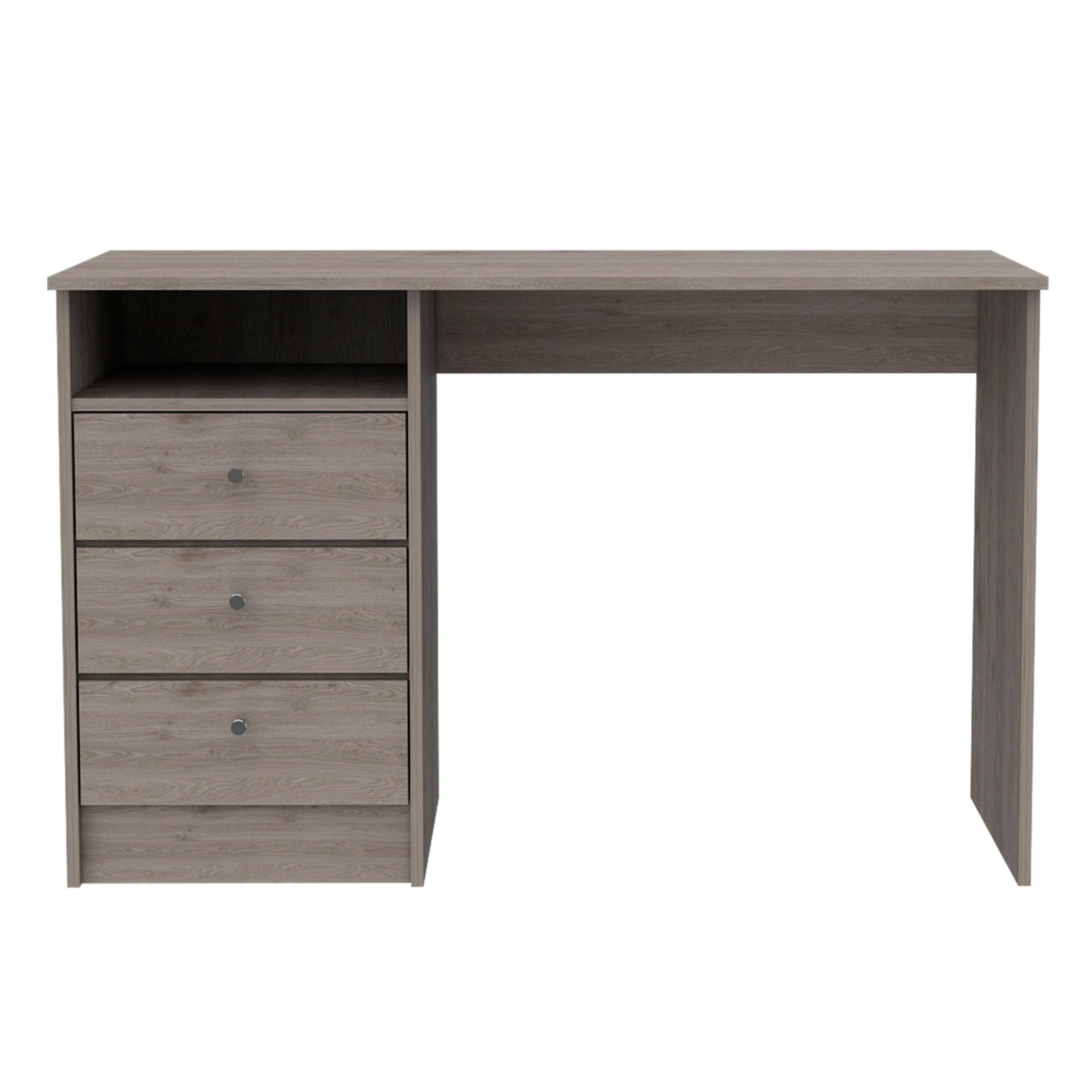 Tuhome Andalucia 3-Drawer Computer Desk with Shelf - Light Gray Home Office Desk for Small Spaces, Study & Workstation